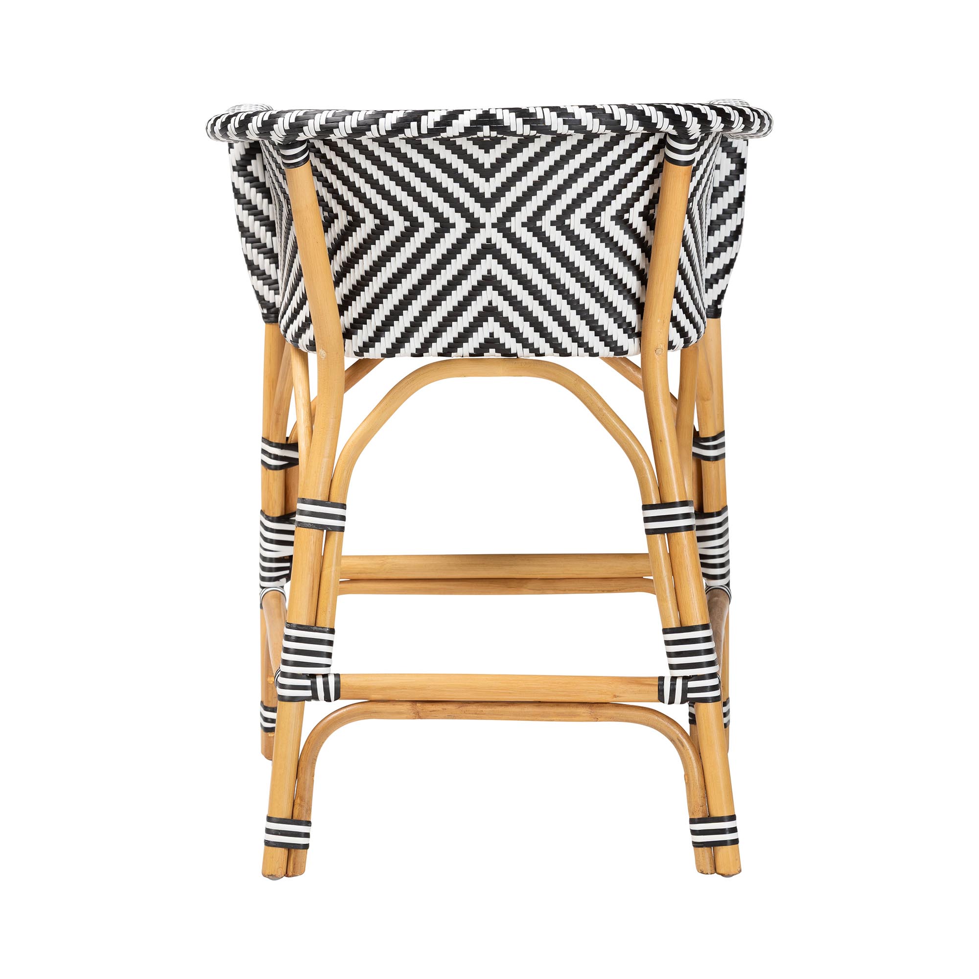 bali & pari Max Rattan Bistro Counter Stool - Handwoven Cafe-Style Accent Seating with Backrest For Kitchen Island or Indoor/Outdoor Lounge