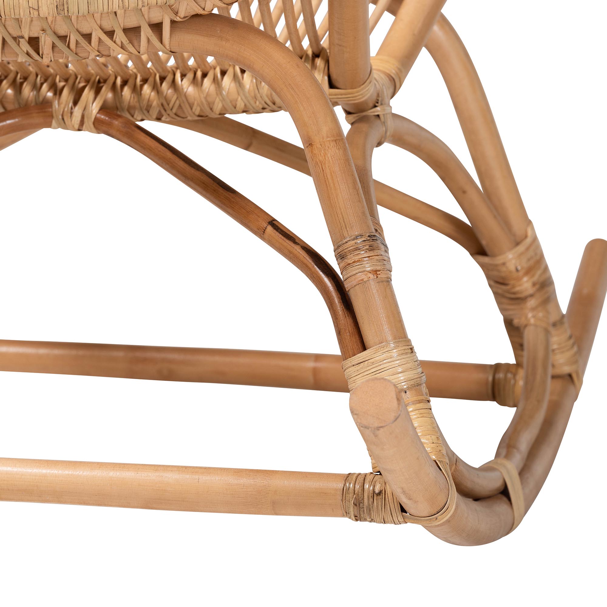 bali & pari Mahin Natural Rattan Rocking Chair - Handwoven Wicker Accent Rocker with Curved Armrests and High Back, Boho Coastal Lounge Chair for Living Room or Sunroom