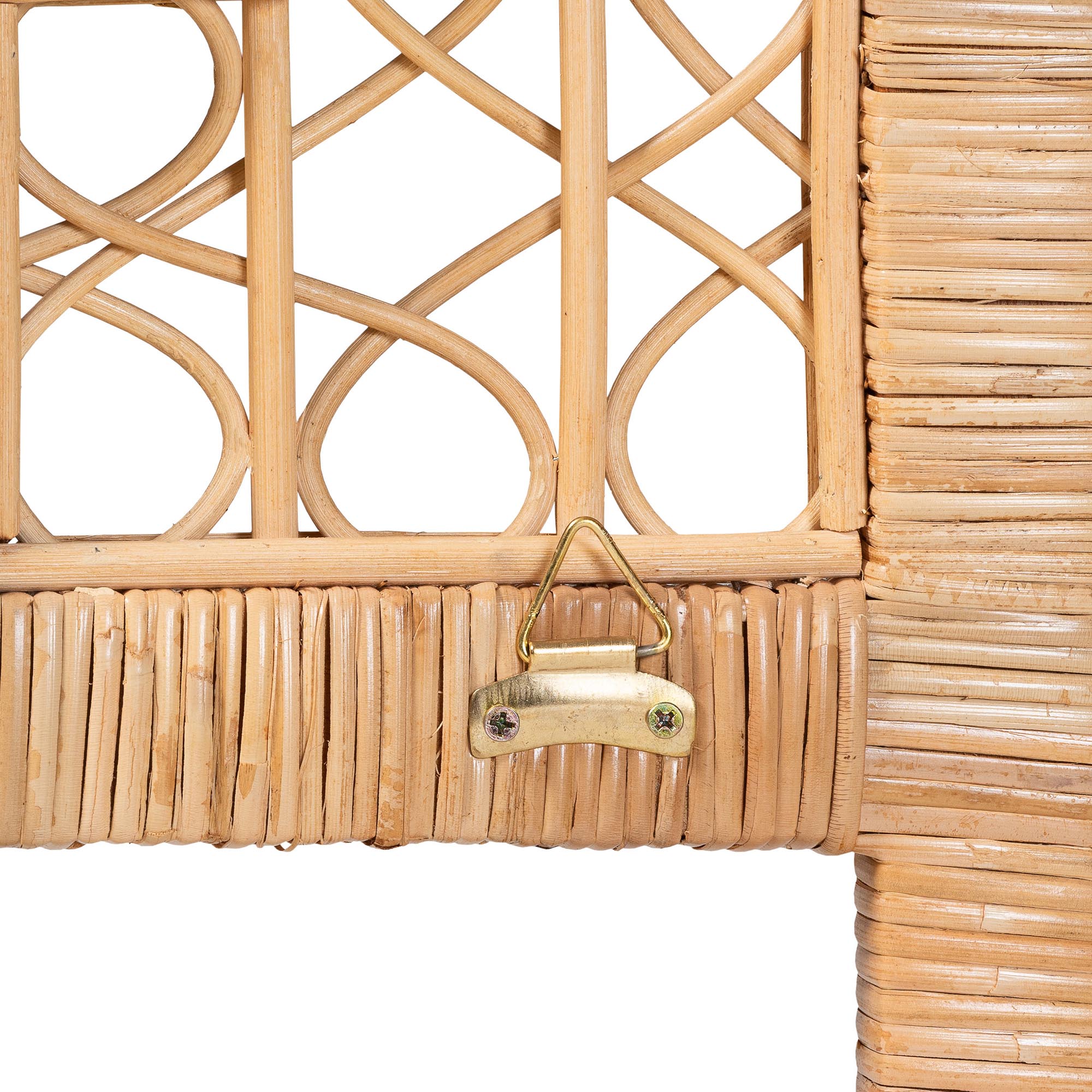 bali & pari Hekima Natural Rattan Standalone Headboard - Coastal Boho Style Handwoven Wicker Bed Backdrop, Queen