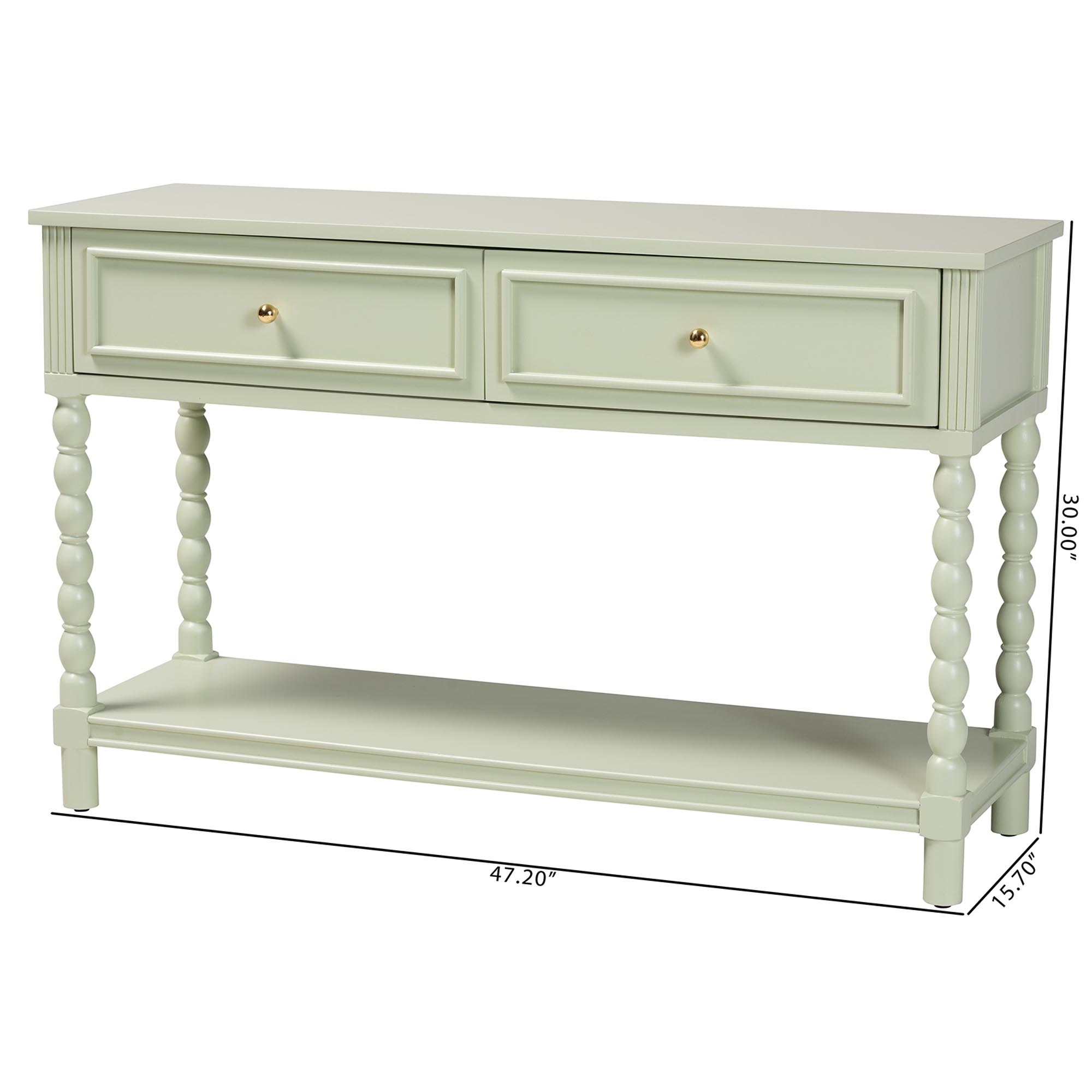 bali & pari Karnia Console Table with Spindle Legs - 2-Drawer Accent Table with Turned Detailing and Open Shelf Storage for Living Room, Hallway, or Bedroom
