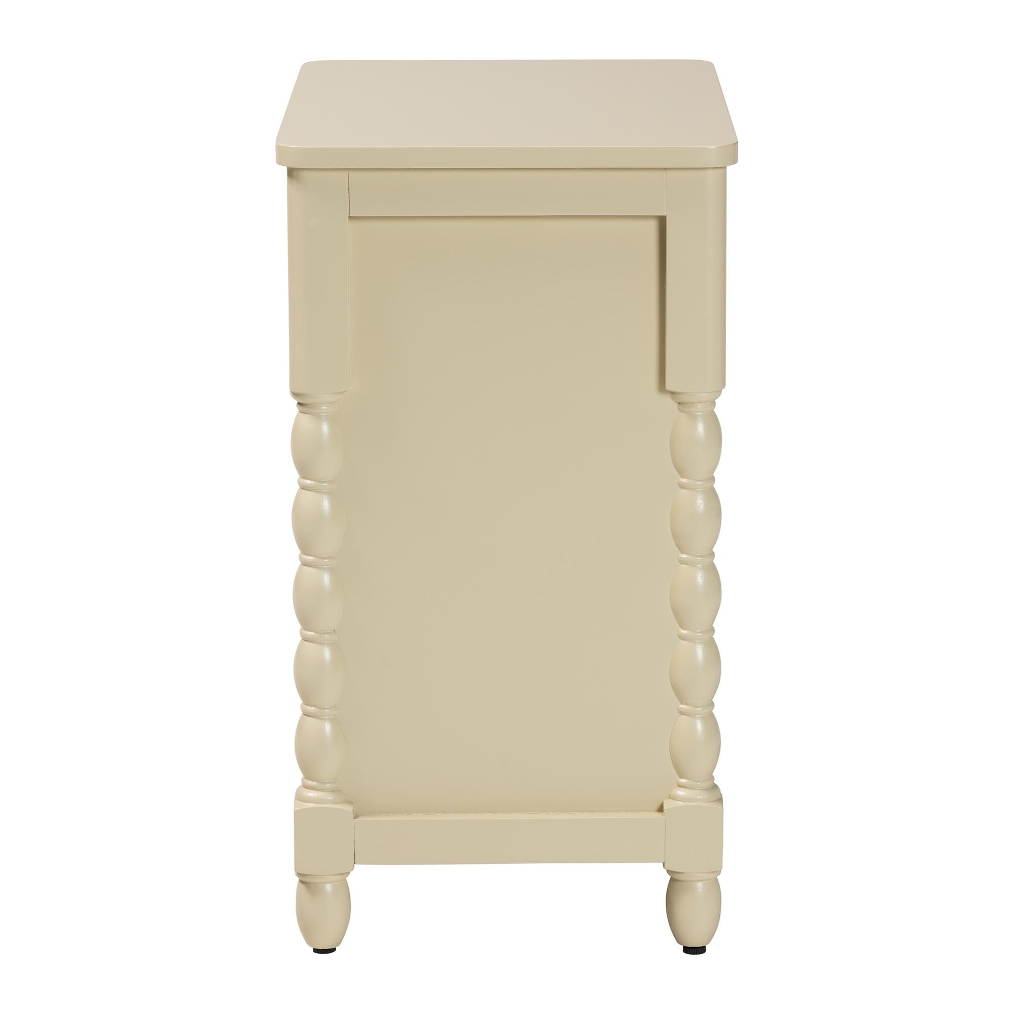 bali & pari Kyla Nightstand with Spindle Legs - 3-Drawer Bedside Table with Turned Detailing and Inset Paneling