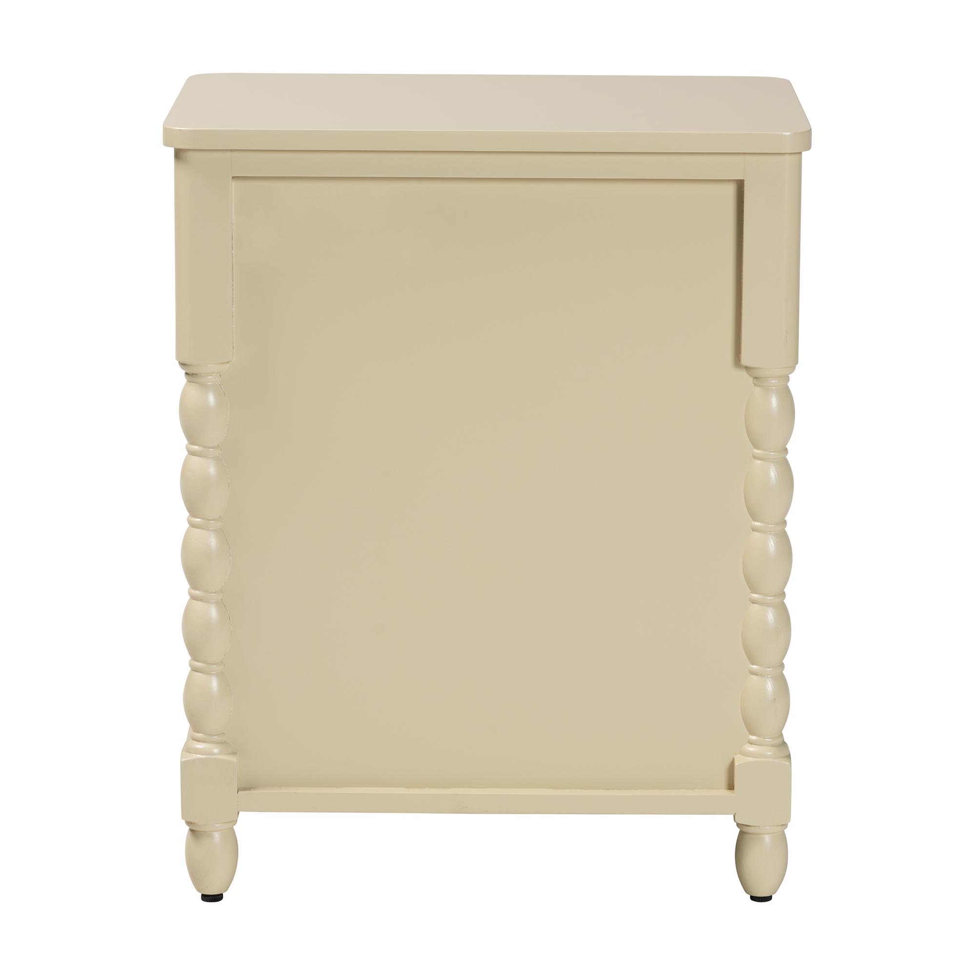 bali & pari Kyla Nightstand with Spindle Legs - 3-Drawer Bedside Table with Turned Detailing and Inset Paneling