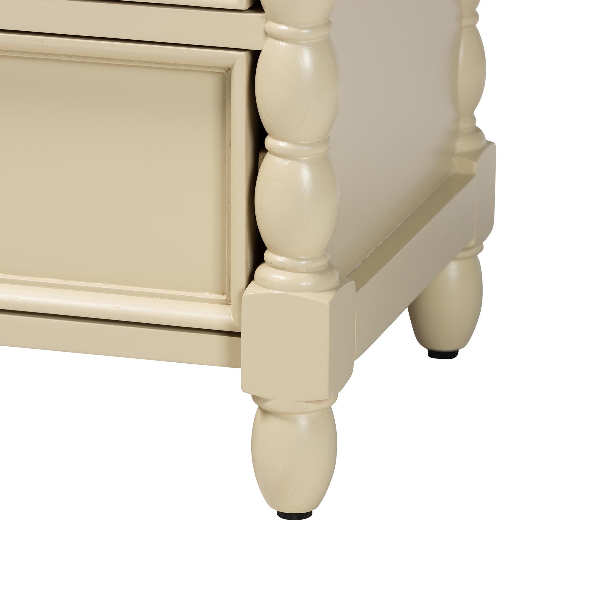 bali & pari Kyla Nightstand with Spindle Legs - 3-Drawer Bedside Table with Turned Detailing and Inset Paneling