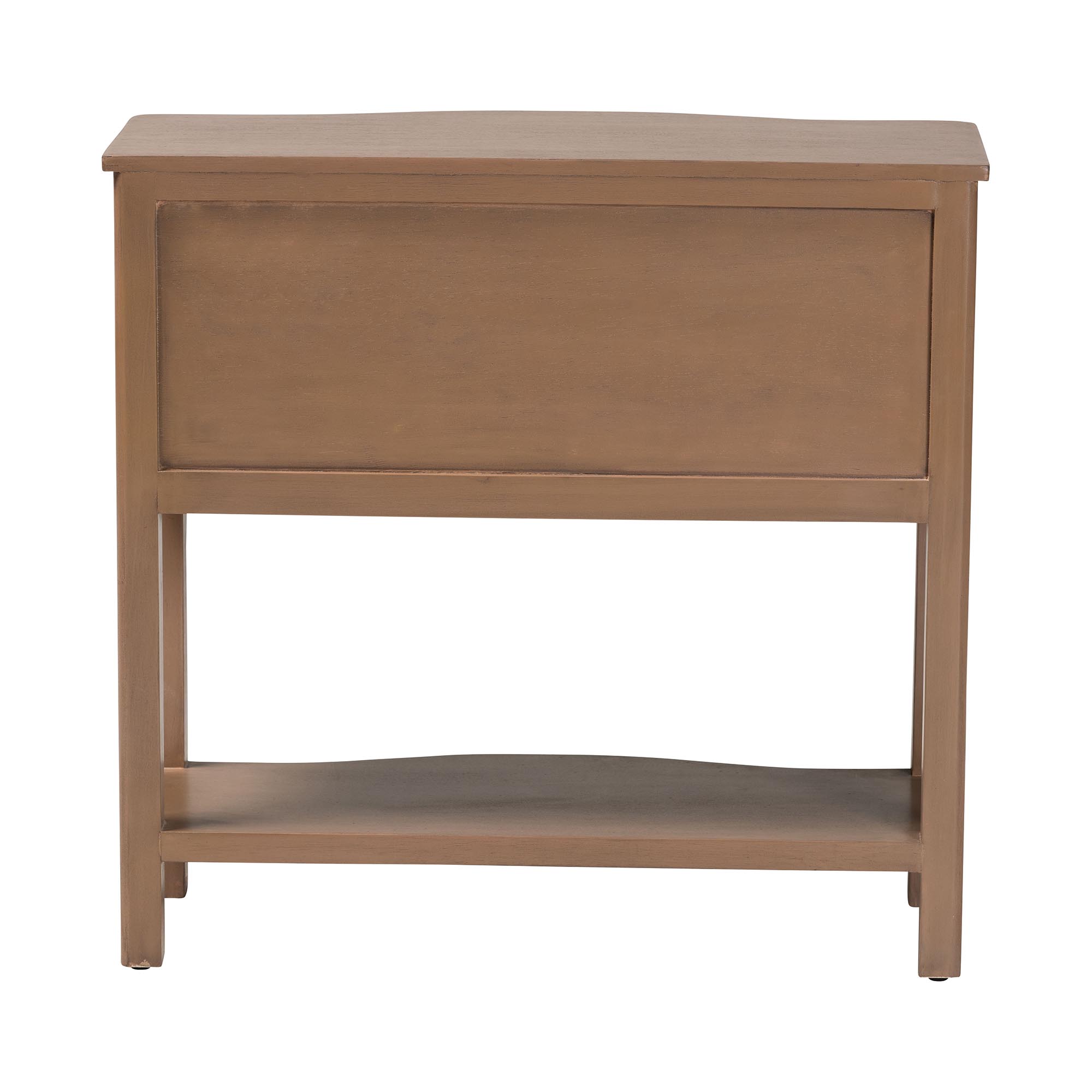 bali & pari Kelila Console Table with Curved Front - 2-Drawer Entryway Table with Open Shelf and Sculpted Apron for Living Room or Hallway