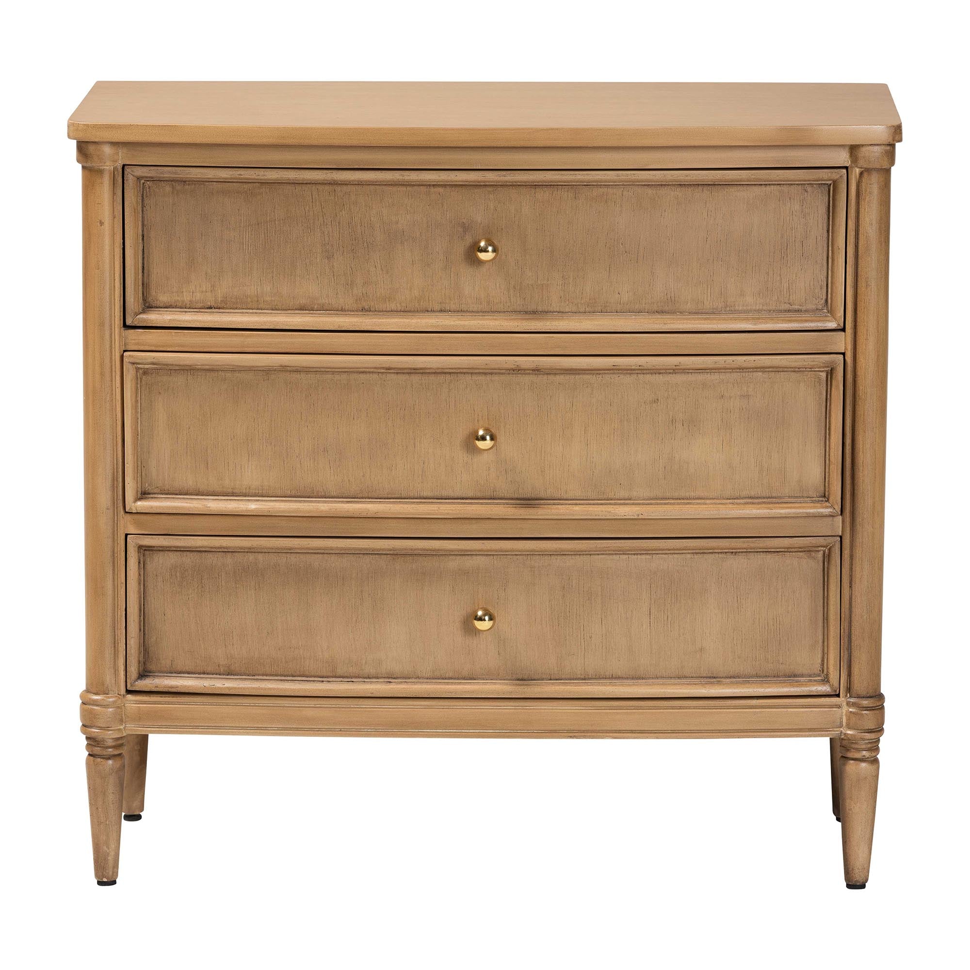 bali & pari Karmel Chest - 3-Drawer Storage Chest with Curved Front and Tapered Legs for Bedroom