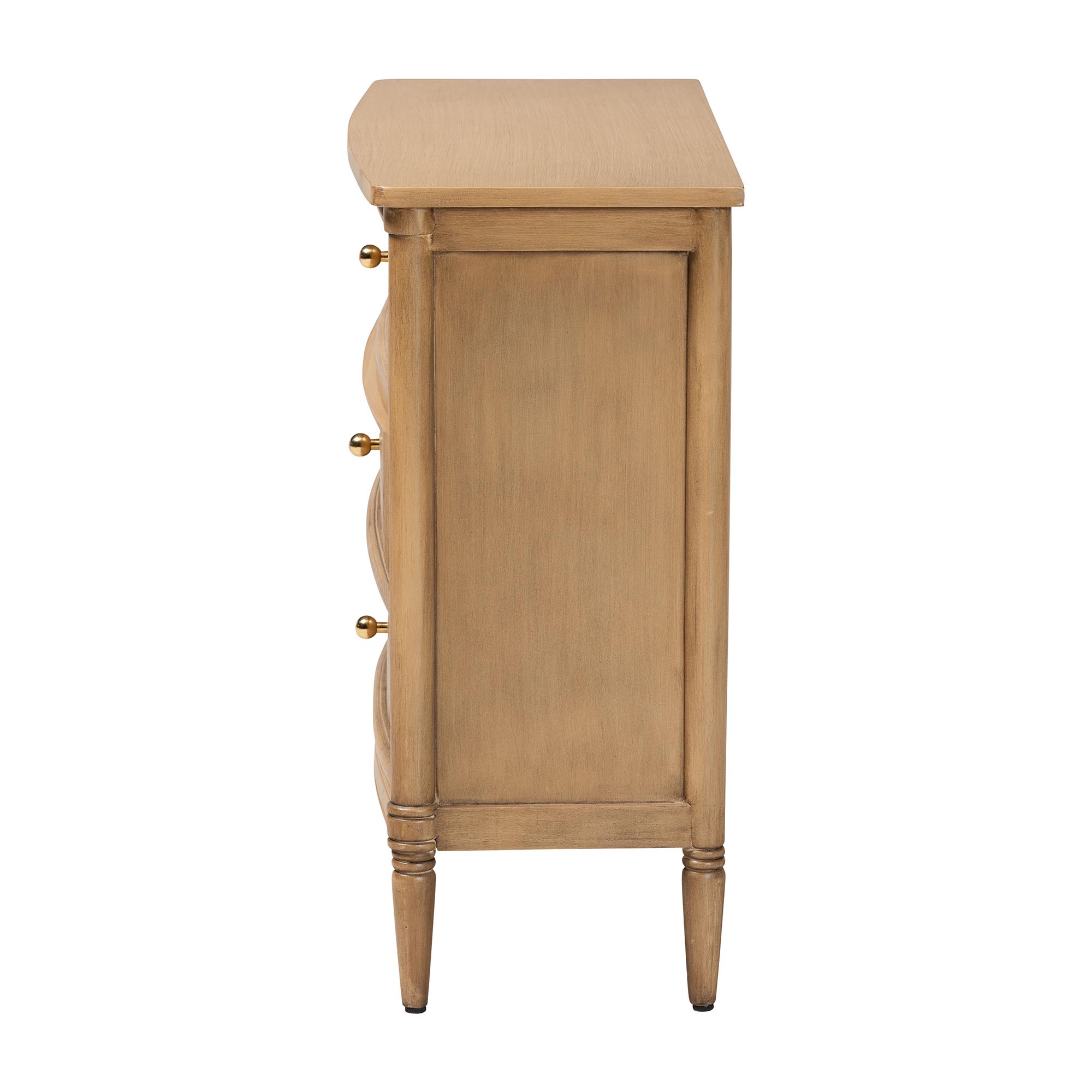 bali & pari Karmel Chest - 3-Drawer Storage Chest with Curved Front and Tapered Legs for Bedroom
