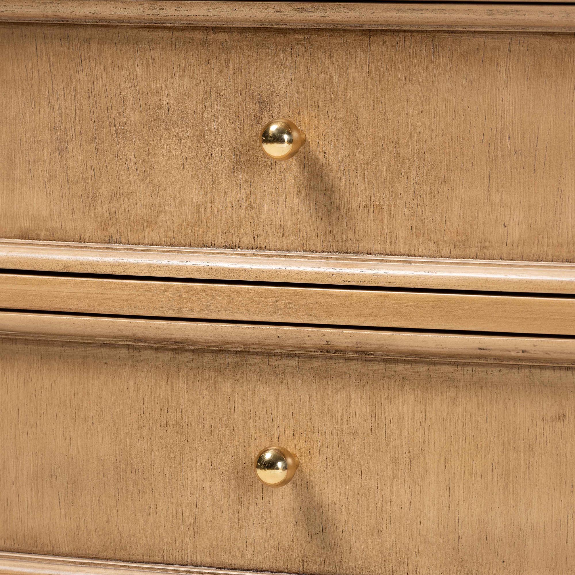 bali & pari Karmel Chest - 3-Drawer Storage Chest with Curved Front and Tapered Legs for Bedroom