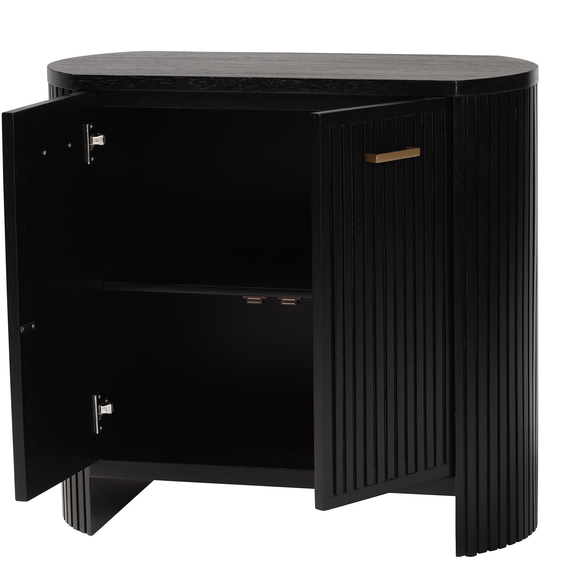 bali & pari Keshet Fluted Wood Storage Cabinet - 2-Door Accent Cabinet with Vertical Slat Panels and Metal Door Pulls for Living Room or Entryway