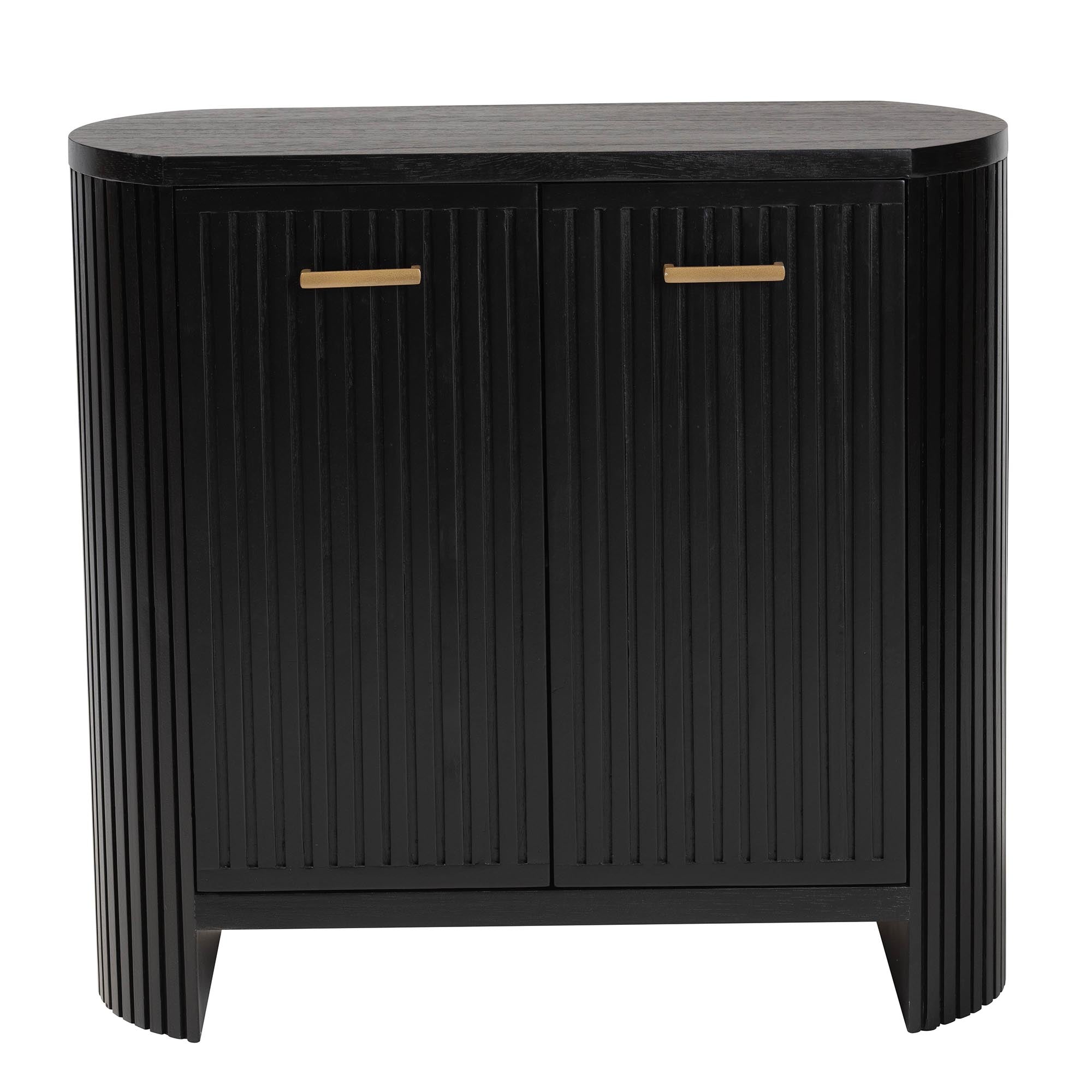 bali & pari Keshet Fluted Wood Storage Cabinet - 2-Door Accent Cabinet with Vertical Slat Panels and Metal Door Pulls for Living Room or Entryway