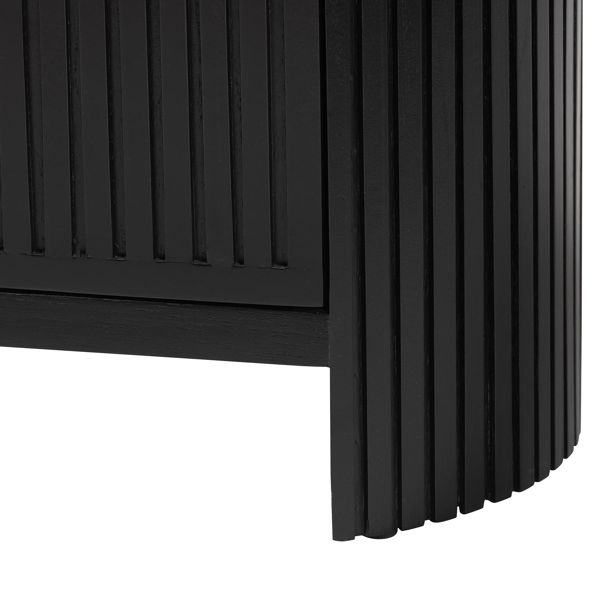 bali & pari Keshet Fluted Wood Storage Cabinet - 2-Door Accent Cabinet with Vertical Slat Panels and Metal Door Pulls for Living Room or Entryway