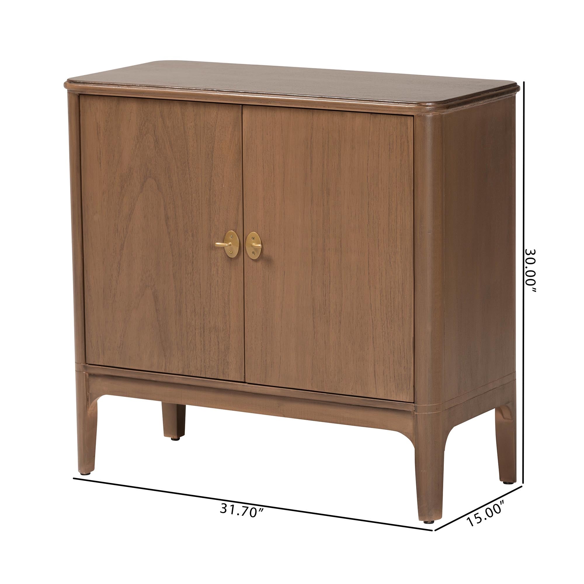 bali & pari Latifa Storage Cabinet - 2-Door Accent Cabinet with Rounded Edges and Metal Door Pulls for Living Room or Entryway