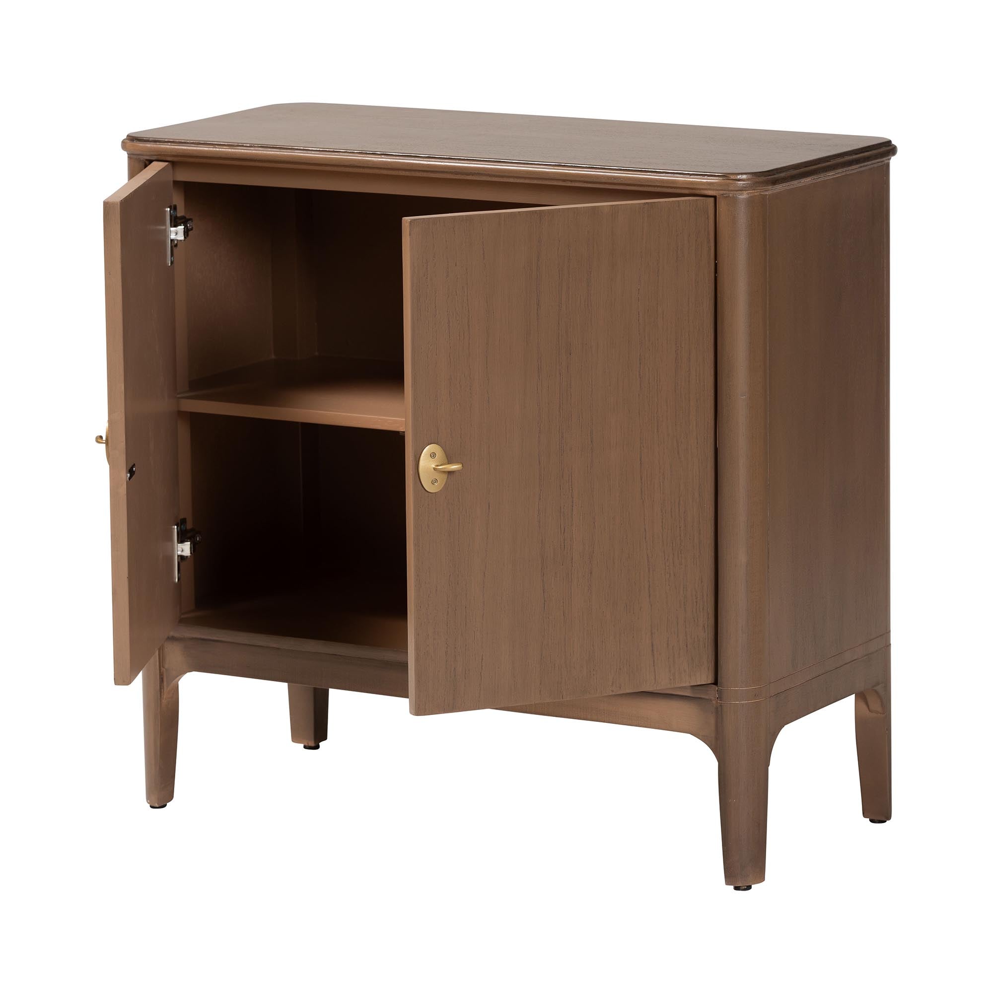 bali & pari Latifa Storage Cabinet - 2-Door Accent Cabinet with Rounded Edges and Metal Door Pulls for Living Room or Entryway