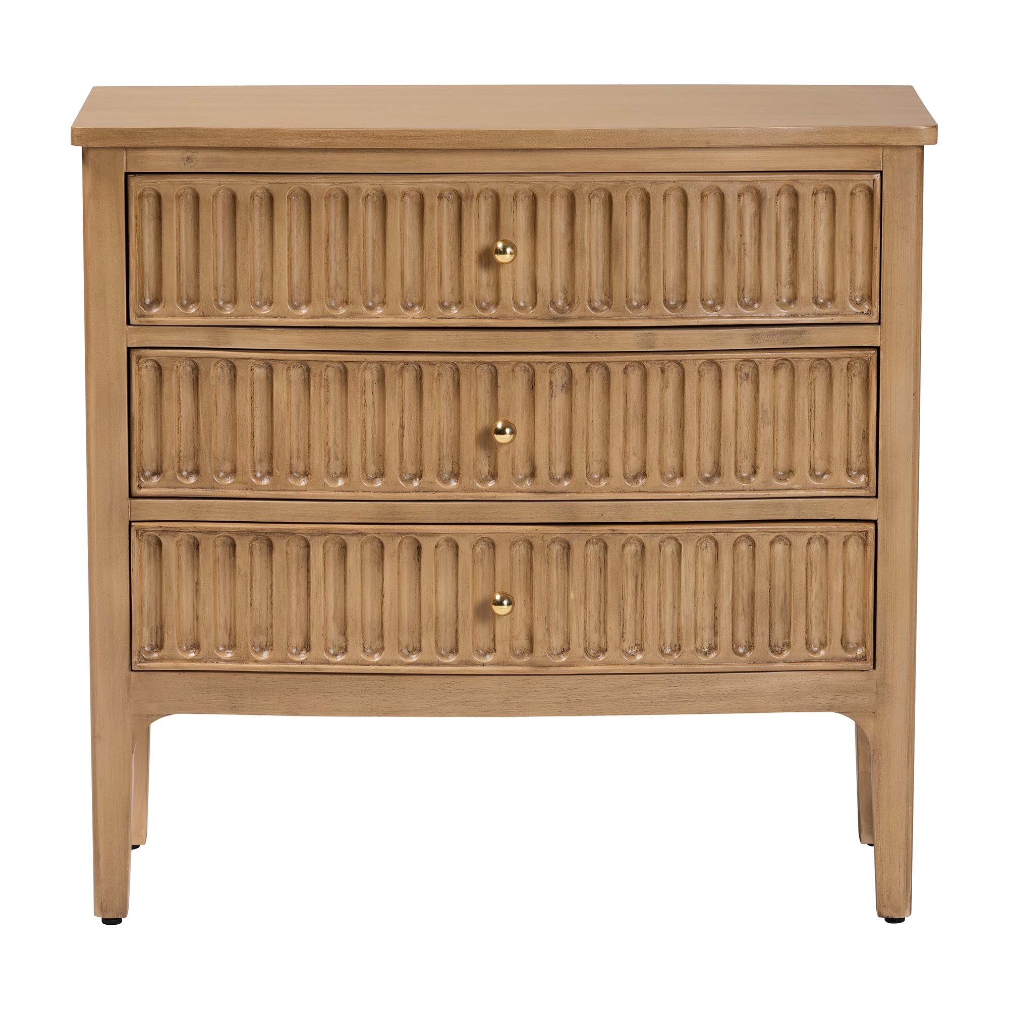 bali & pari Lavi Fluted Wood Chest - 3-Drawer Storage Chest with Textured Drawer Fronts and Round Knobs for Bedroom