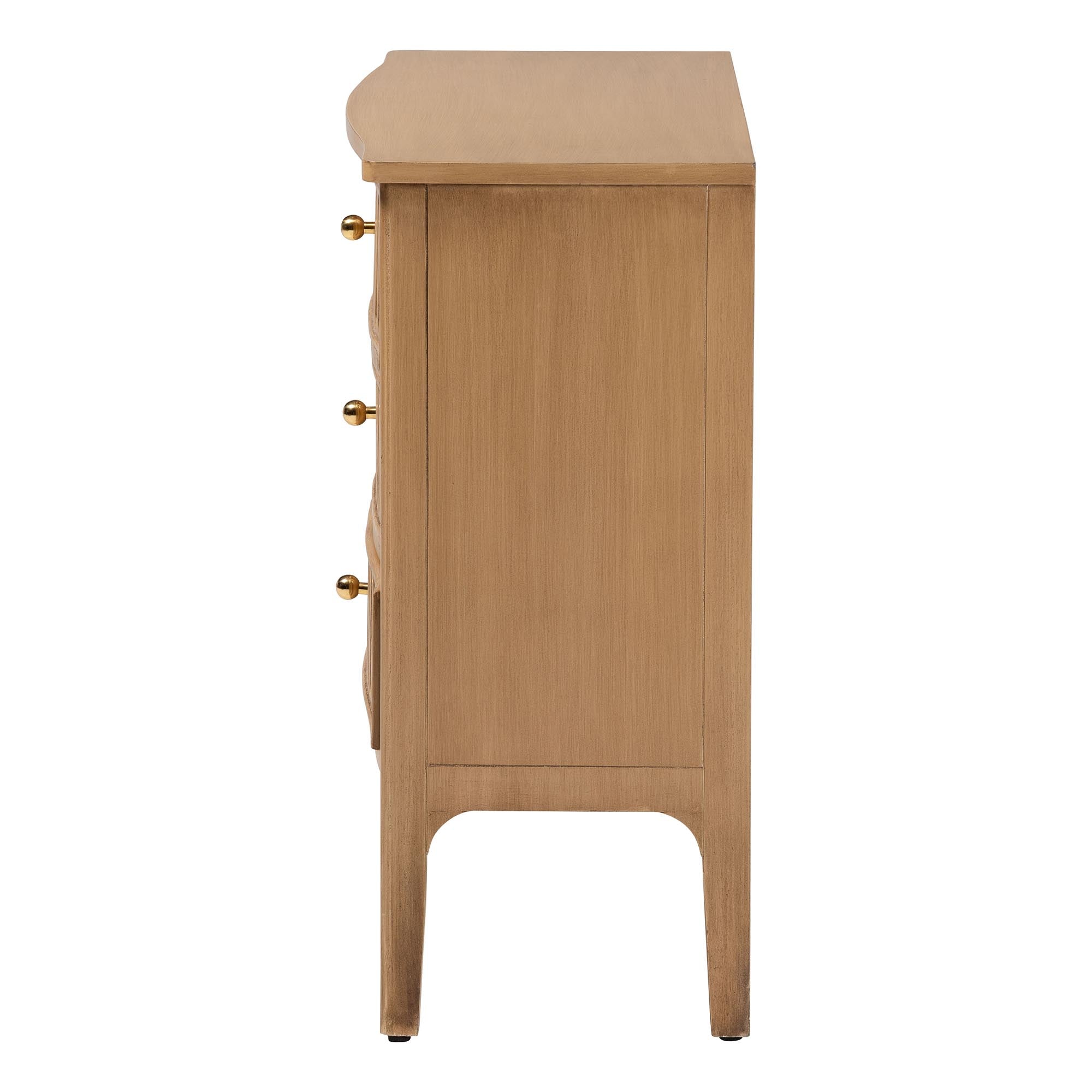 bali & pari Lavi Fluted Wood Chest - 3-Drawer Storage Chest with Textured Drawer Fronts and Round Knobs for Bedroom