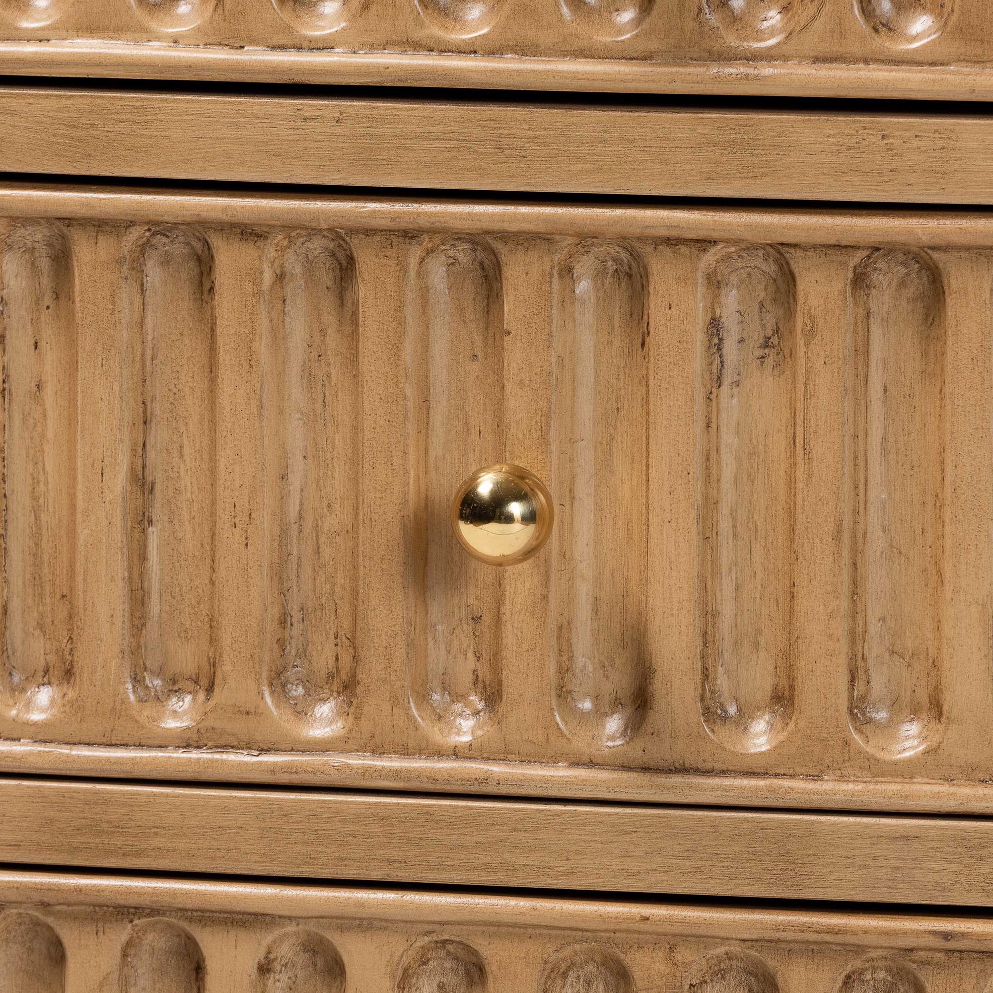 bali & pari Lavi Fluted Wood Chest - 3-Drawer Storage Chest with Textured Drawer Fronts and Round Knobs for Bedroom