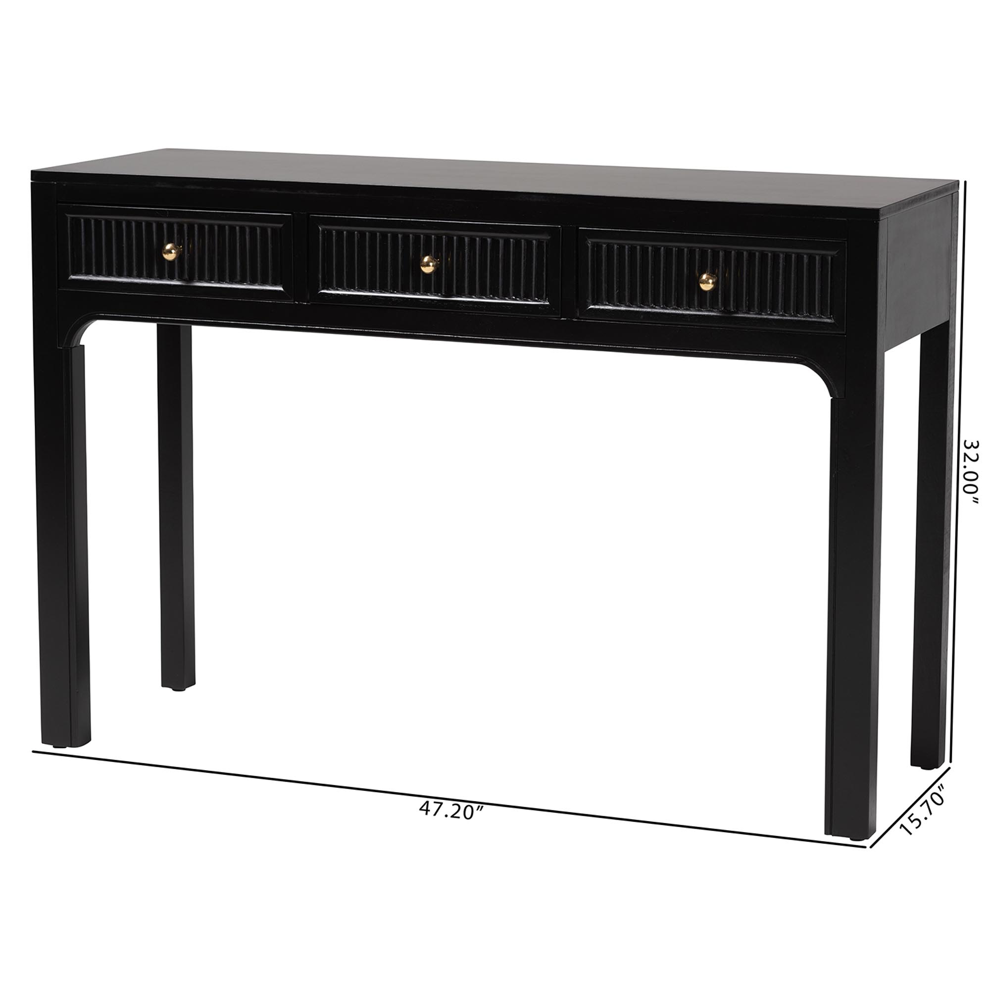 bali & pari Leah Console Table - 3-Drawer Accent Table with Fluted Wood Detailing for Living Room, Hallway, or Entryway