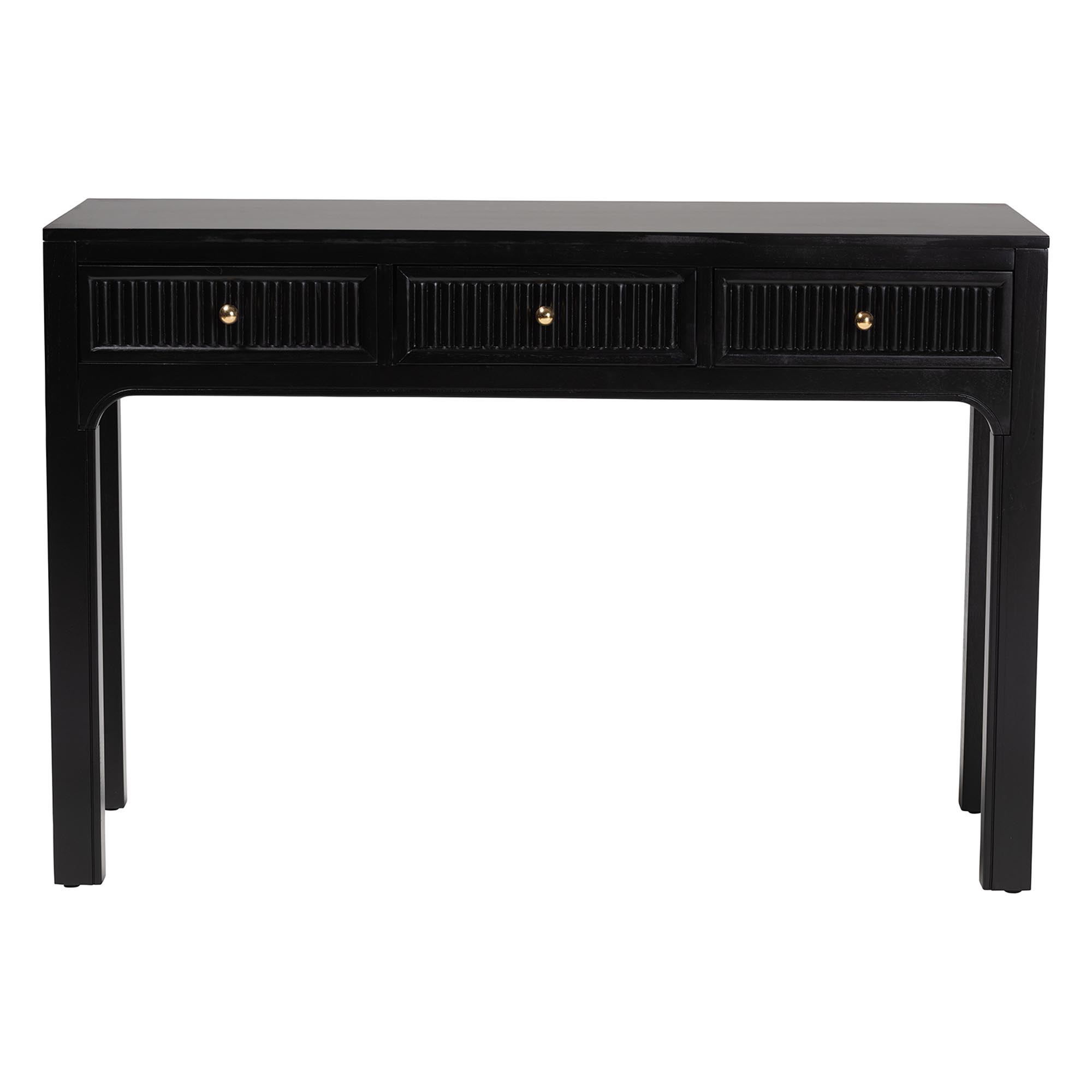 bali & pari Leah Console Table - 3-Drawer Accent Table with Fluted Wood Detailing for Living Room, Hallway, or Entryway