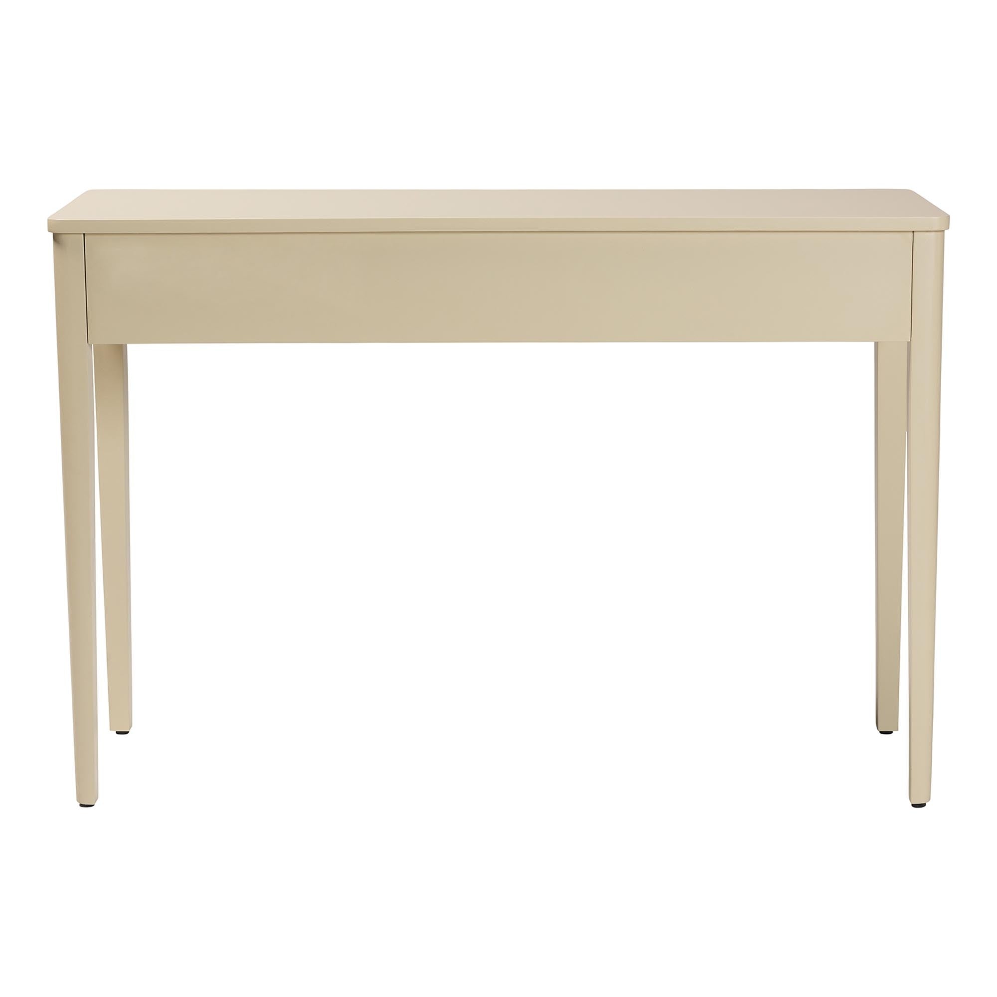 bali & pari Leeba Console Table - 3-Drawer Accent Table with Fluted Wood and Scalloped Framing for Living Room, Hallway, or Entryway