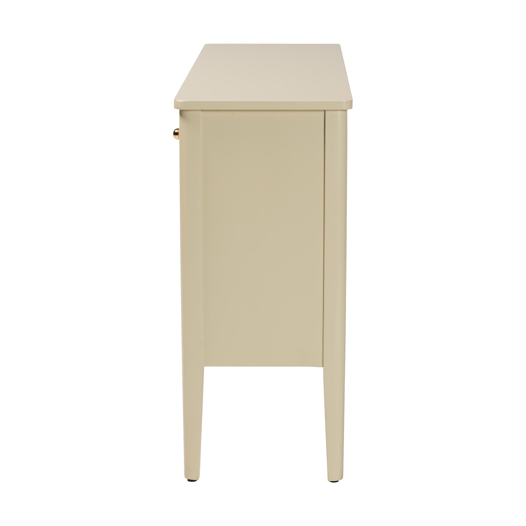 bali & pari Leeba Sideboard - Modern Storage Buffet Console with Fluted Wood and Scalloped Molding for Kitchen or Dining Room