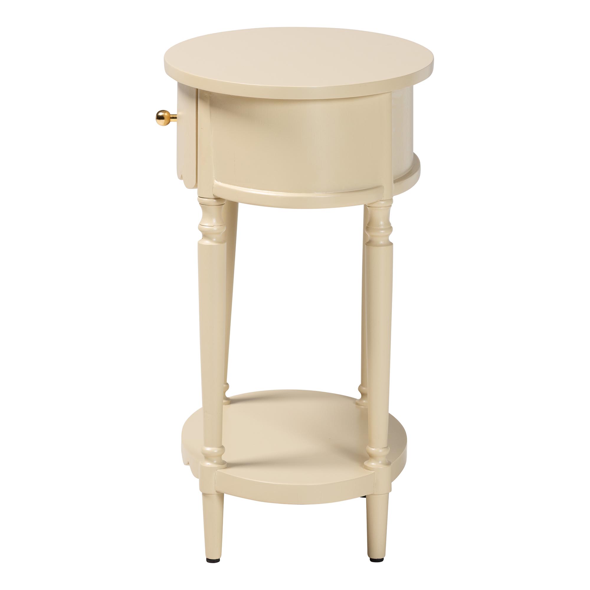 bali & pari Liba End Table - 1-Drawer Accent Table with Scalloped Detailing and Open Shelf Storage for Hallway, Entryway, and Living Room