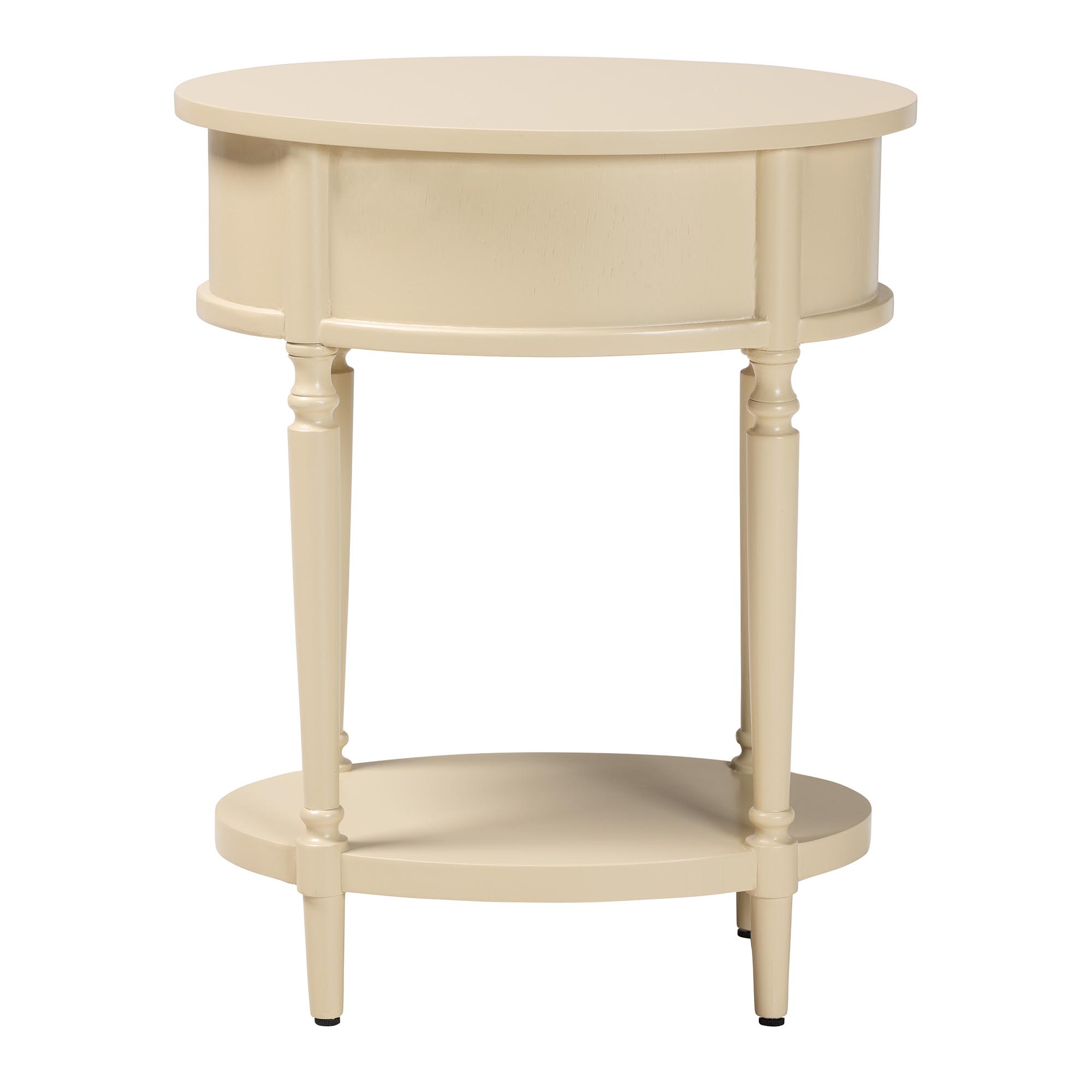 bali & pari Liba End Table - 1-Drawer Accent Table with Scalloped Detailing and Open Shelf Storage for Hallway, Entryway, and Living Room