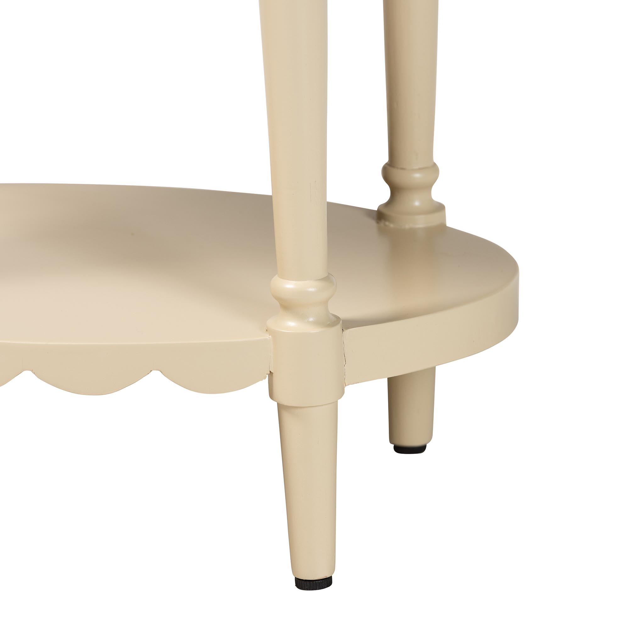 bali & pari Liba End Table - 1-Drawer Accent Table with Scalloped Detailing and Open Shelf Storage for Hallway, Entryway, and Living Room