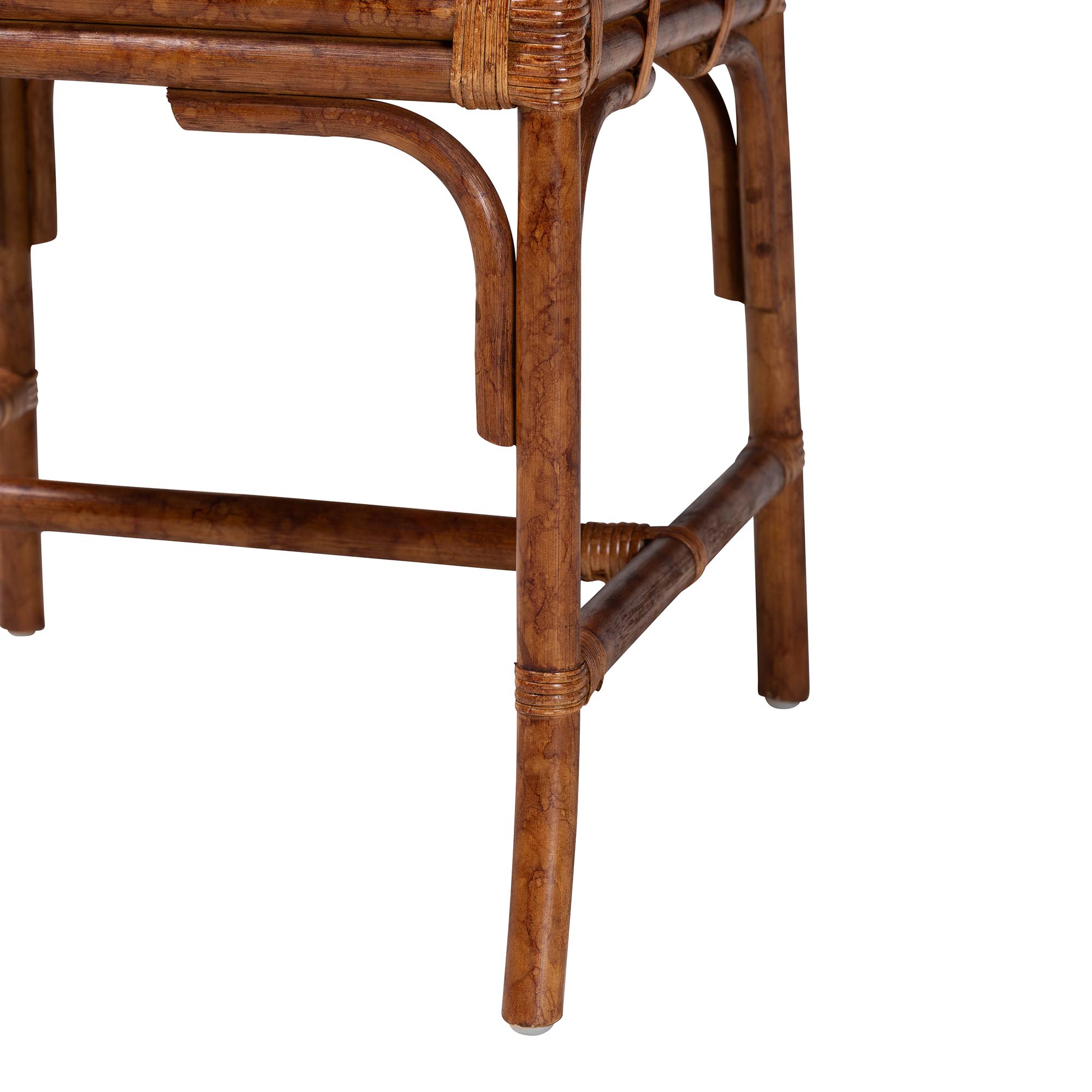 bali & pari Simon Marbled Tortoise Natural Rattan 5-Piece Dining Set - Handwoven Wicker Dining Table with Octagonal Top and 4 Matching Chairs Set