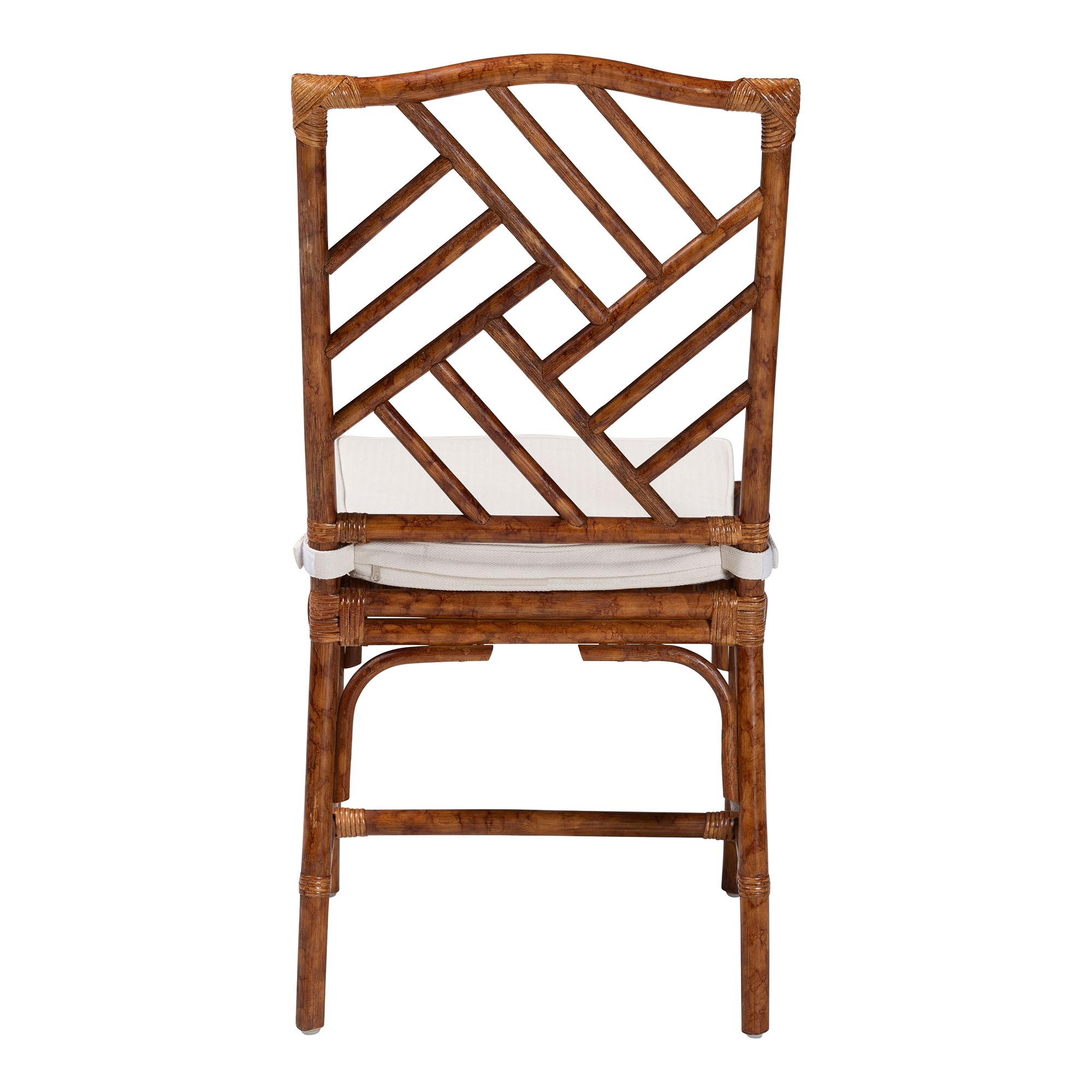 bali & pari Rio Marbled Tortoise Natural Rattan Dining Chair - Handwoven Wicker Accent Side Chair with Removable Cushion, for Dining Room or Accent Seating