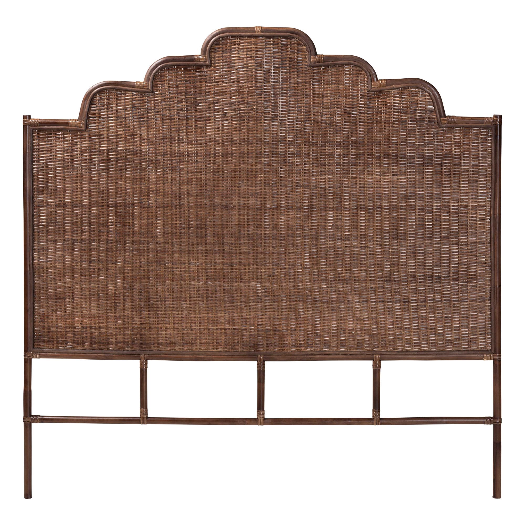 bali & pari Raphaela Natural Rattan Standalone Headboard - Handwoven Wicker Panel Headboard with Stepped Detailing, King