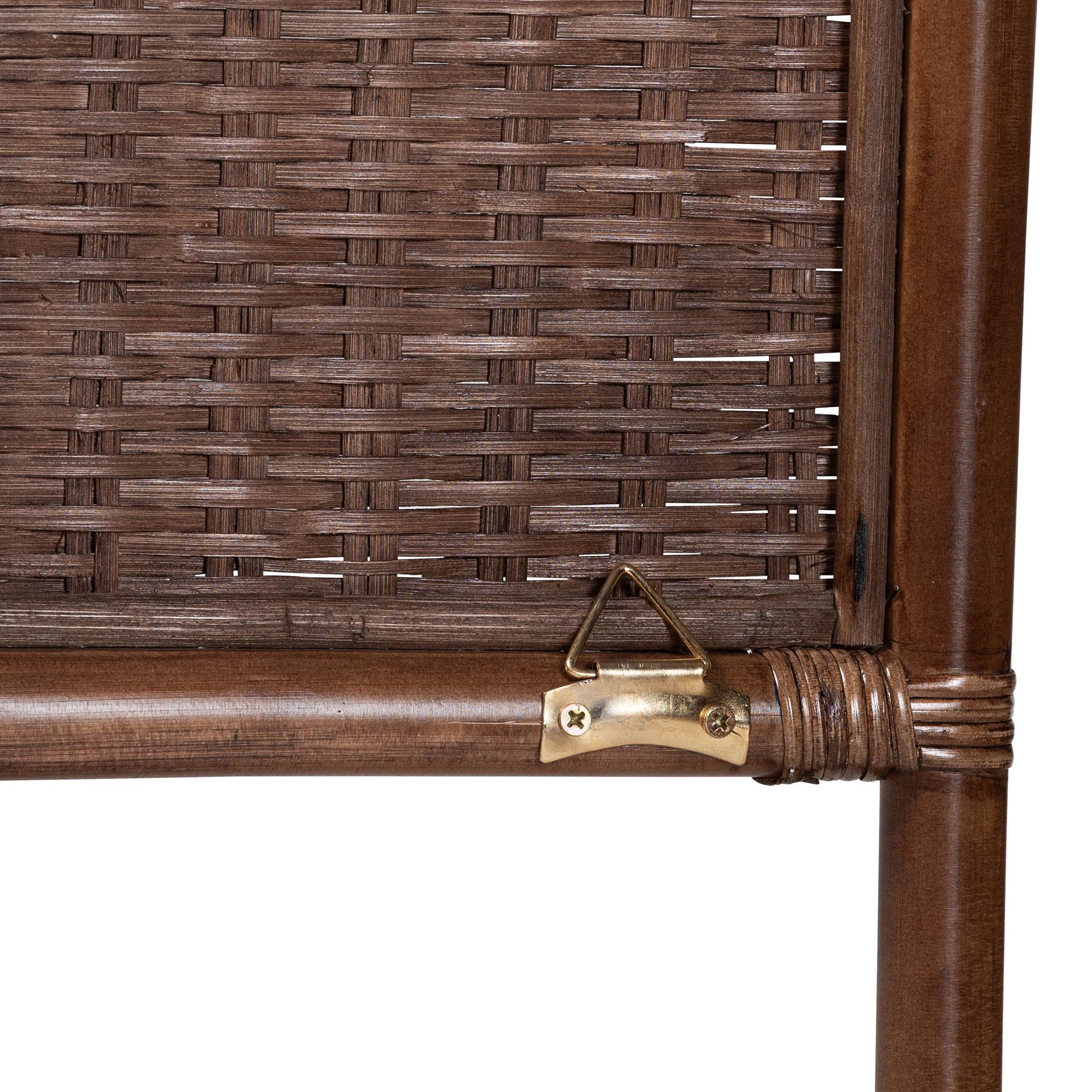 bali & pari Raphaela Natural Rattan Standalone Headboard - Handwoven Wicker Panel Headboard with Stepped Detailing, King