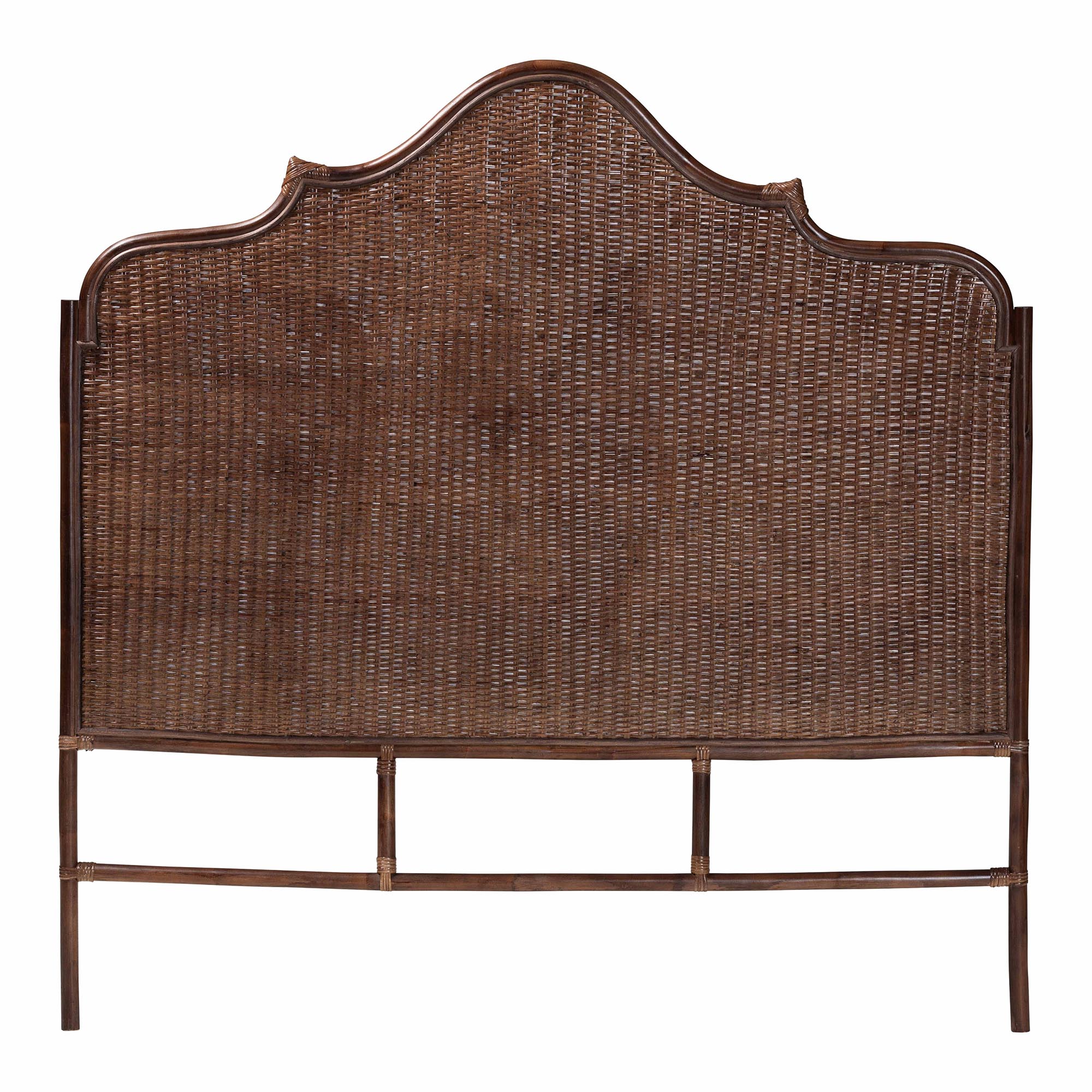 bali & pari Jaelle Natural Rattan Standalone Headboard - Handwoven Wicker Panel Headboard with Arch Top, King