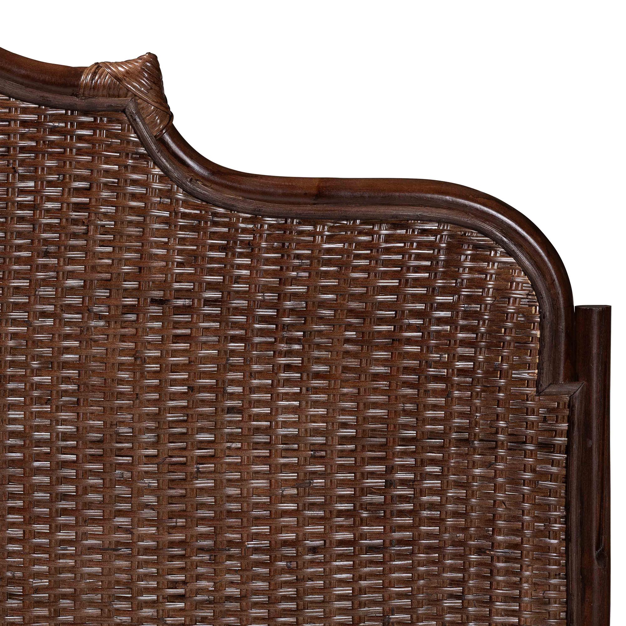 bali & pari Jaelle Natural Rattan Standalone Headboard - Handwoven Wicker Panel Headboard with Arch Top, Queen