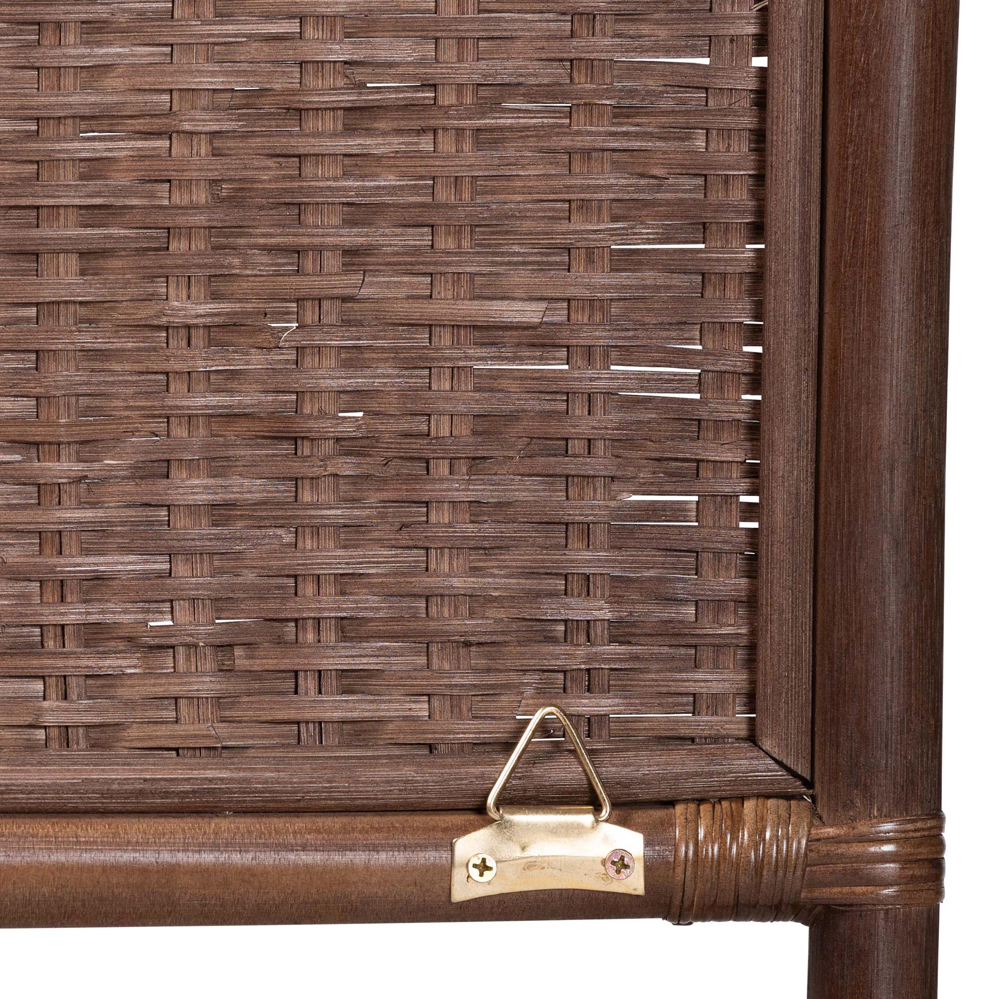 bali & pari Einya Natural Rattan Standalone Headboard - Handwoven Wicker Panel Headboard with Wavy Scalloped Top, King