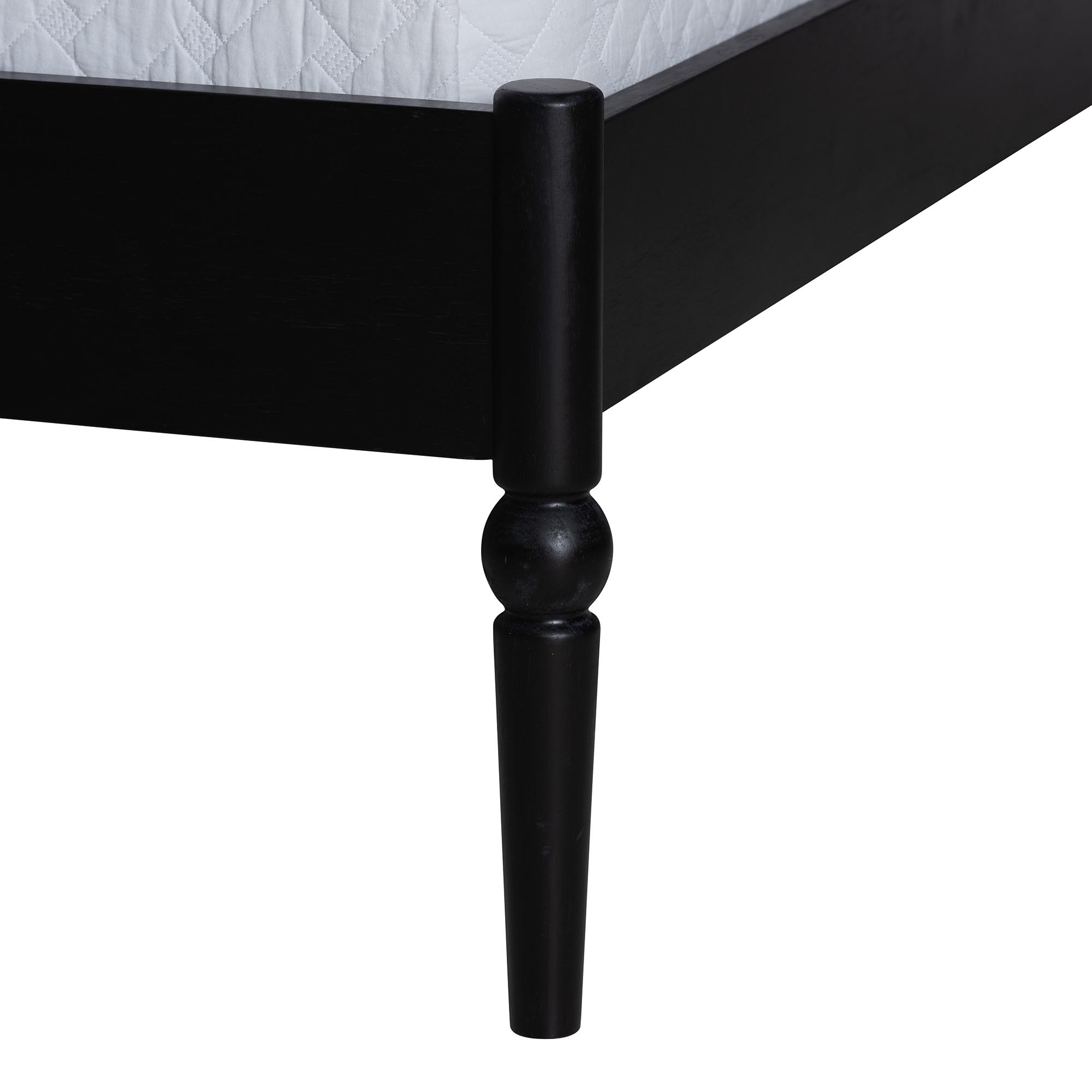 Baxton Studio Brantley Spindle 4-Piece Bedroom Set - Farmhouse Bed Frame with Matching Dresser and 1-Drawer Nightstands, Black, King