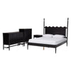 Baxton Studio Brantley Spindle 4-Piece Bedroom Set - Farmhouse Bed Frame with Matching Dresser, Chest, and 1-Drawer Nightstand, Black, Queen