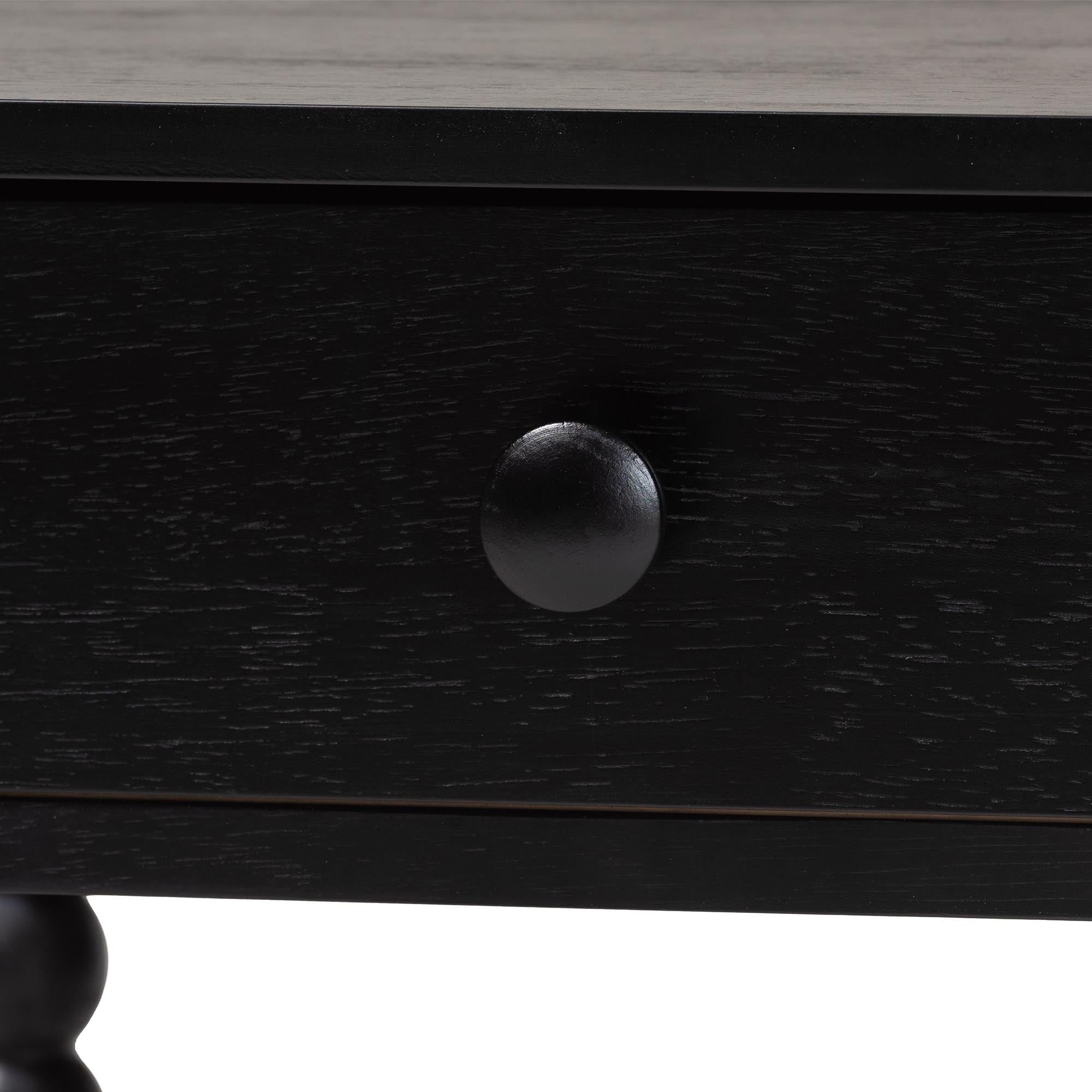 Baxton Studio Brantley Spindle Nightstand - 1-Drawer Bedside Table with Beaded Frame and Open Base for Bedroom, Black