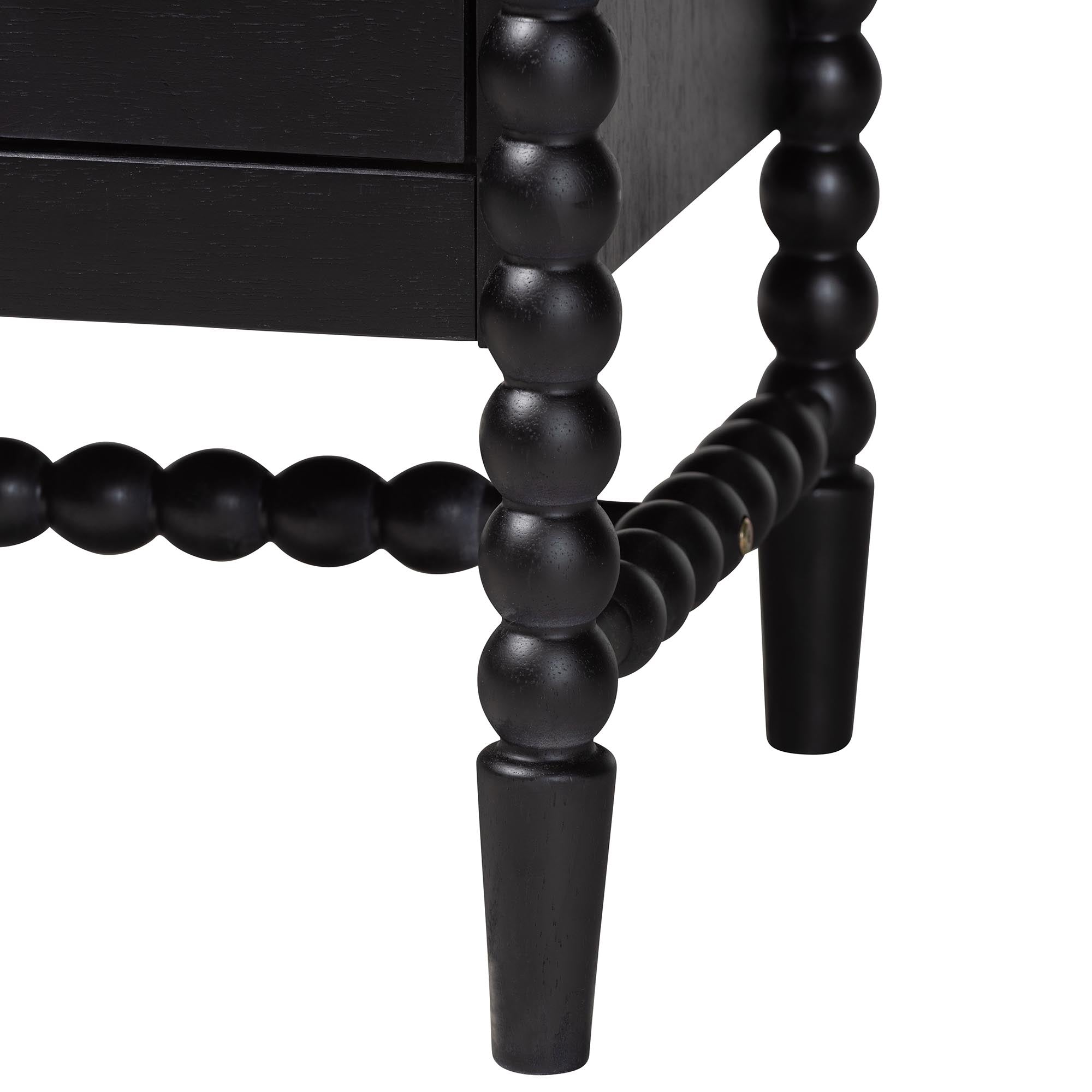 Baxton Studio Brantley Spindle Chest - 4-Drawer Vertical Storage Cabinet with Beaded Frame and Elevated Base for Bedroom, Black