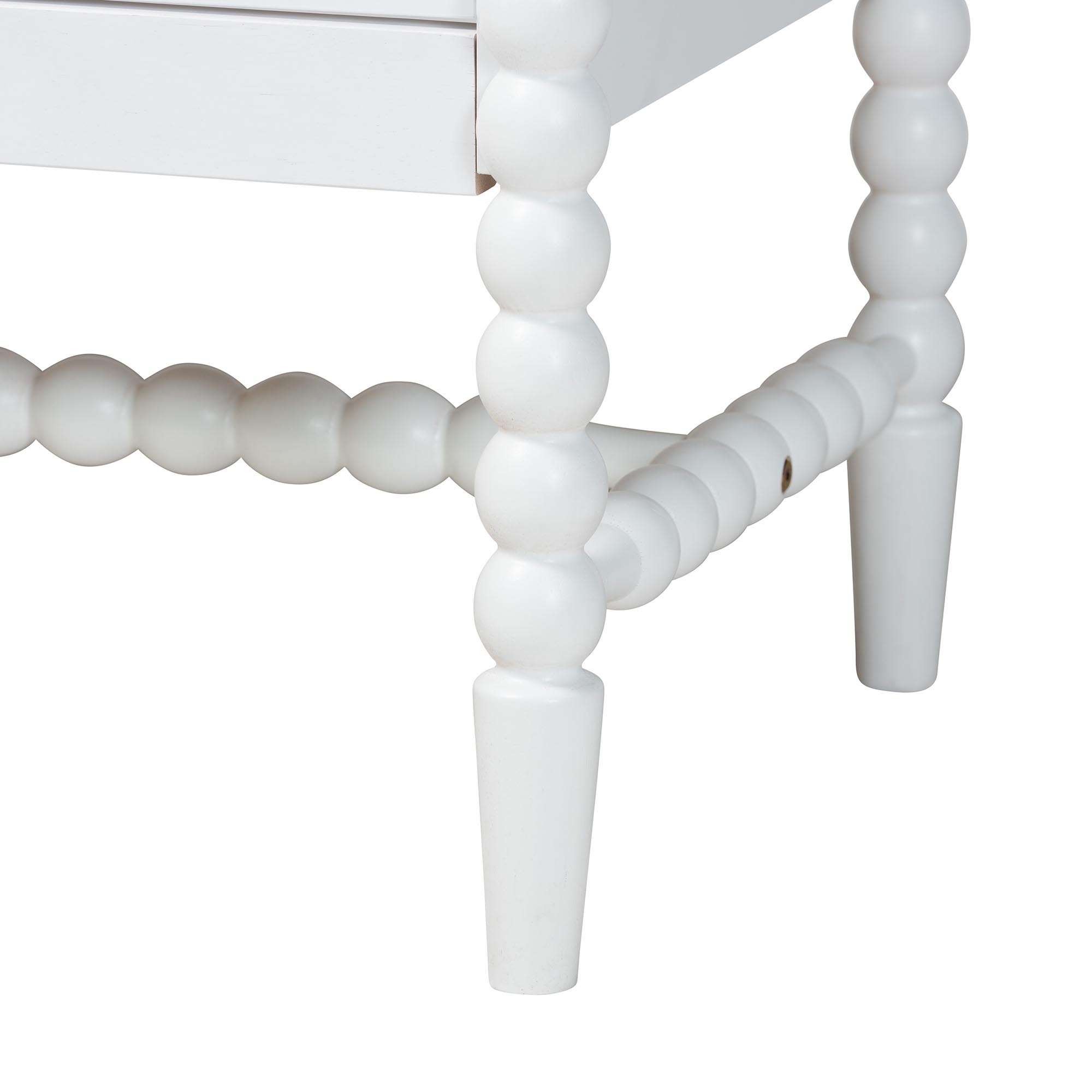 Baxton Studio Brantley Spindle 4-Piece Bedroom Set - Farmhouse Bed Frame with Matching Dresser and 1-Drawer Nightstands, White, King