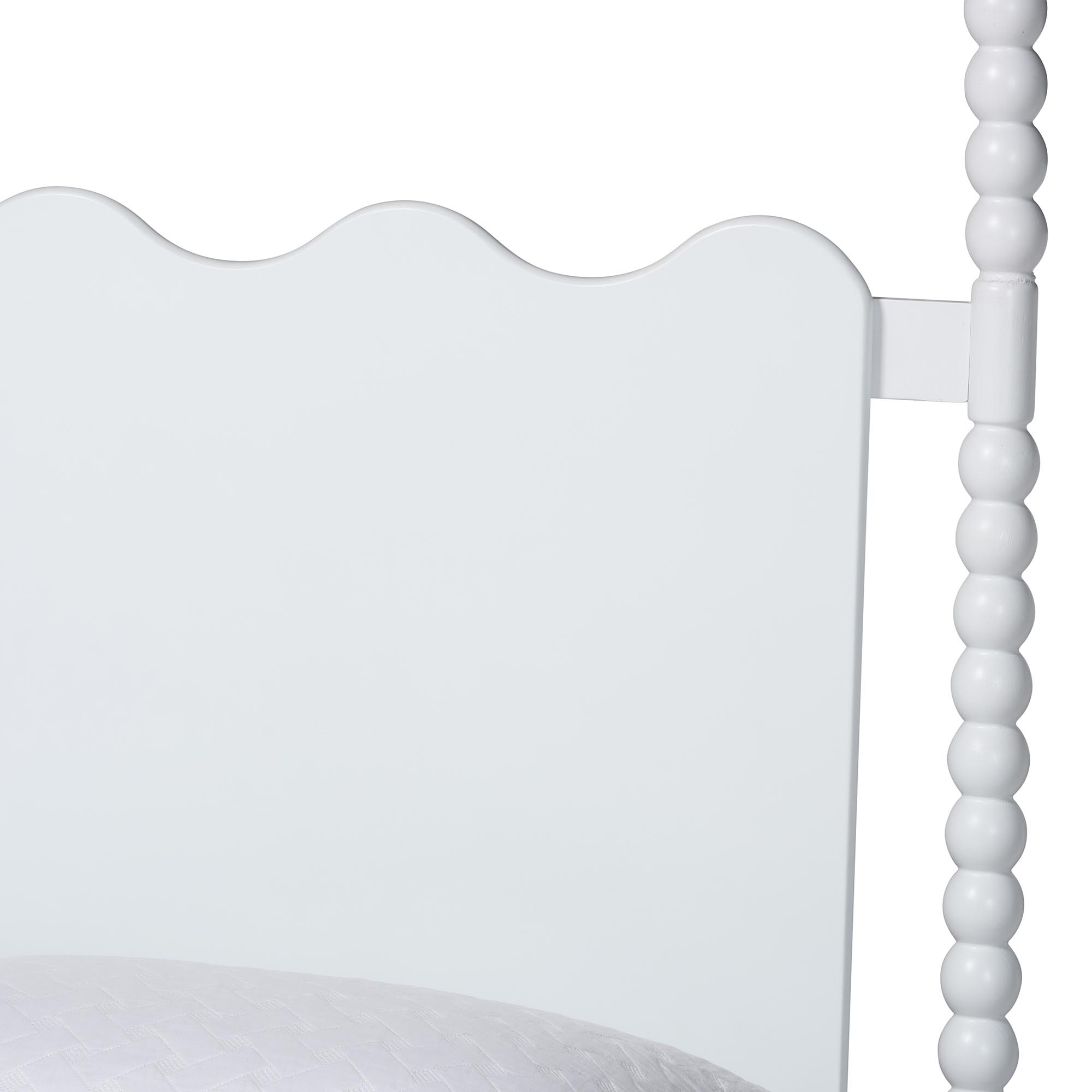 Baxton Studio Brantley Spindle 4-Piece Bedroom Set - Farmhouse Bed Frame with Matching Dresser and 1-Drawer Nightstands, White, King