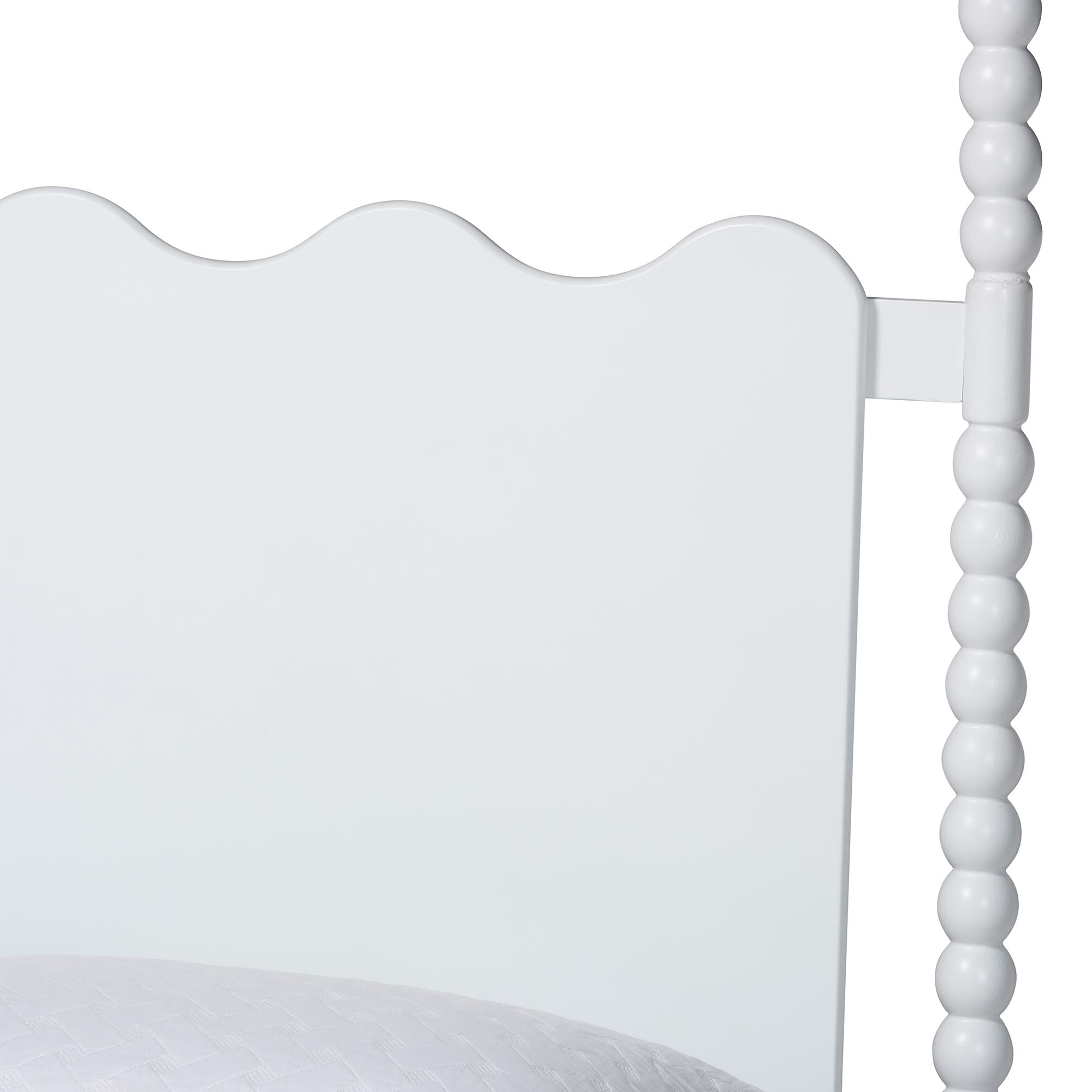 Baxton Studio Brantley Spindle 4-Piece Bedroom Set - Farmhouse Bed Frame with Matching Dresser, Chest, and 1-Drawer Nightstand, White, King