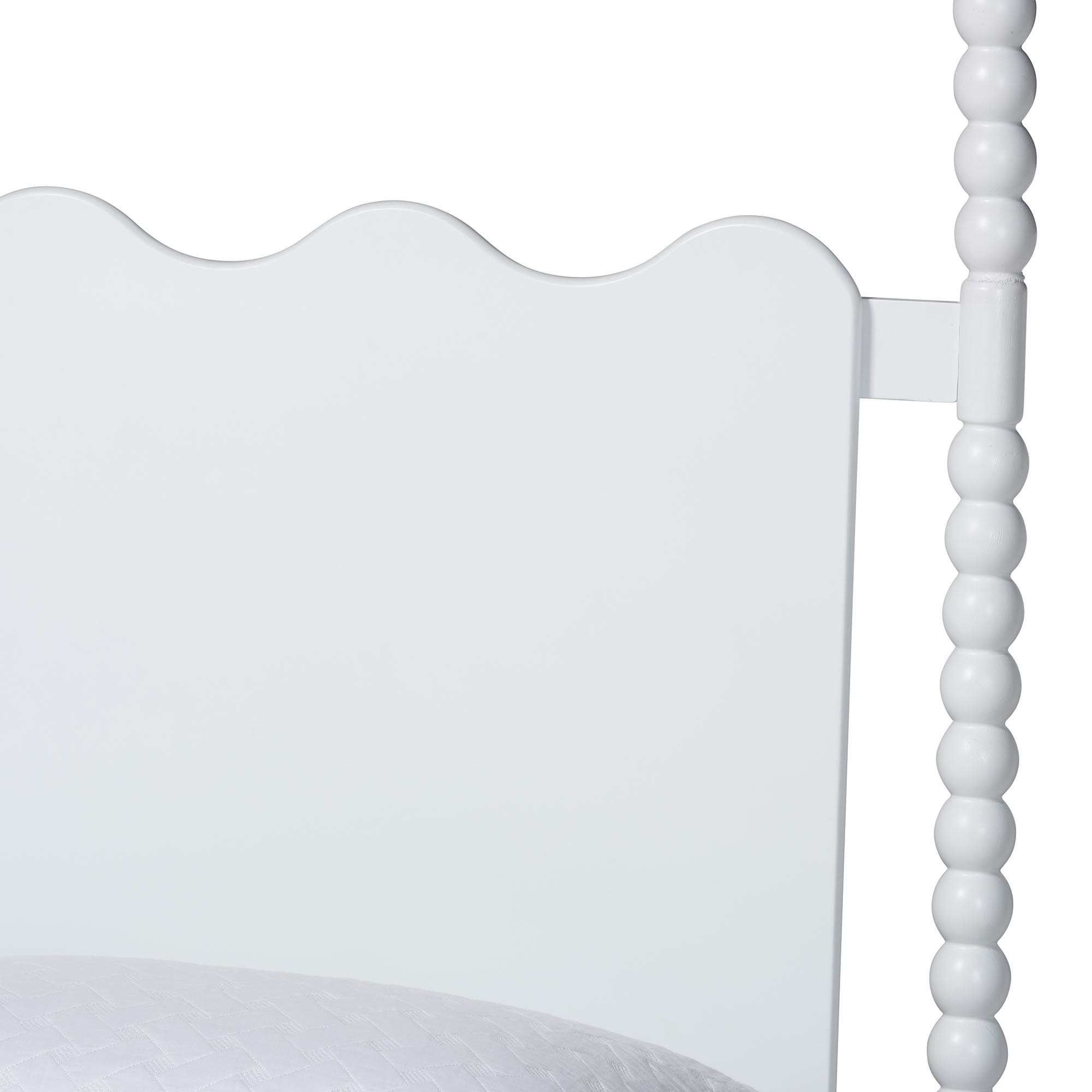 Baxton Studio Brantley Spindle Platform Bed - Farmhouse Bed Frame with Scalloped Headboard and Turned Posts, White, King
