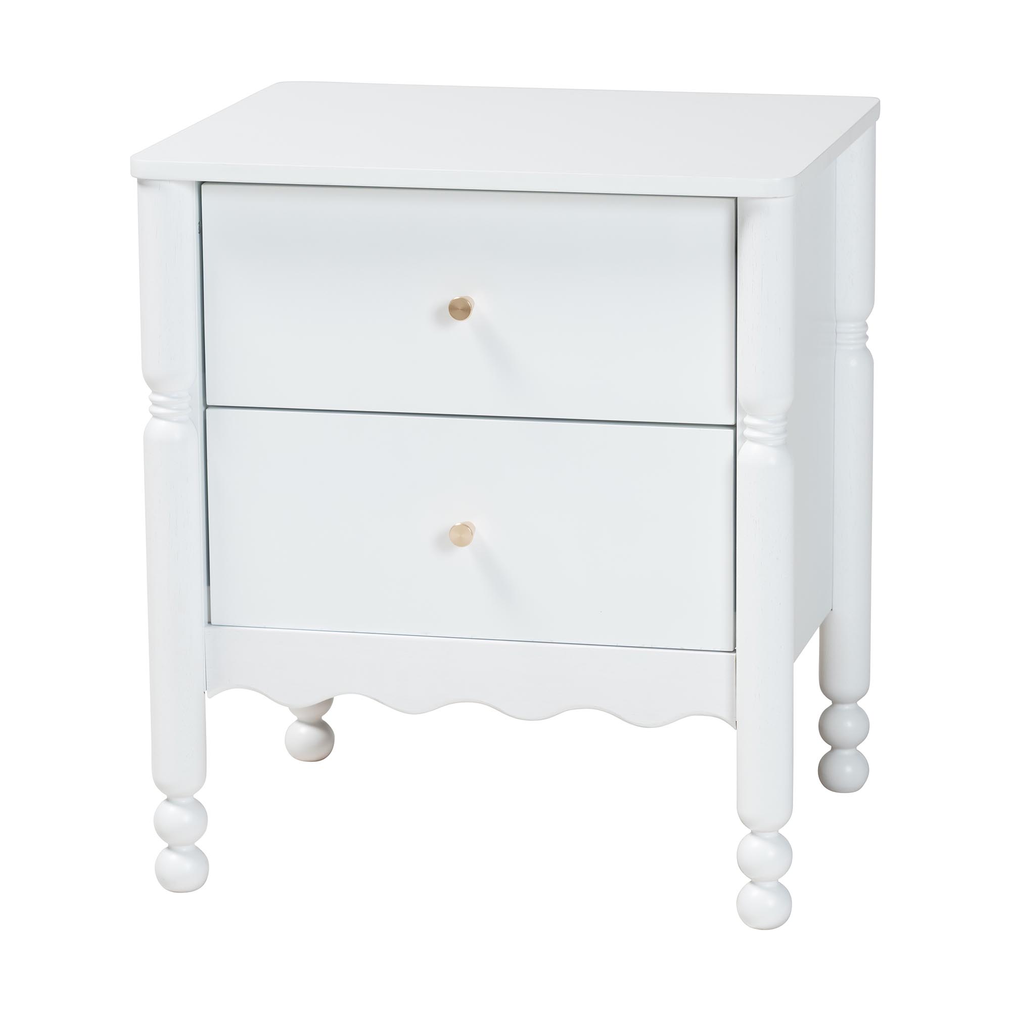 Baxton Studio Hoffman 4-Piece Scalloped Bedroom Set - Farmhouse Bed Frame with Matching Dresser and 2-Drawer Nightstands, White, King