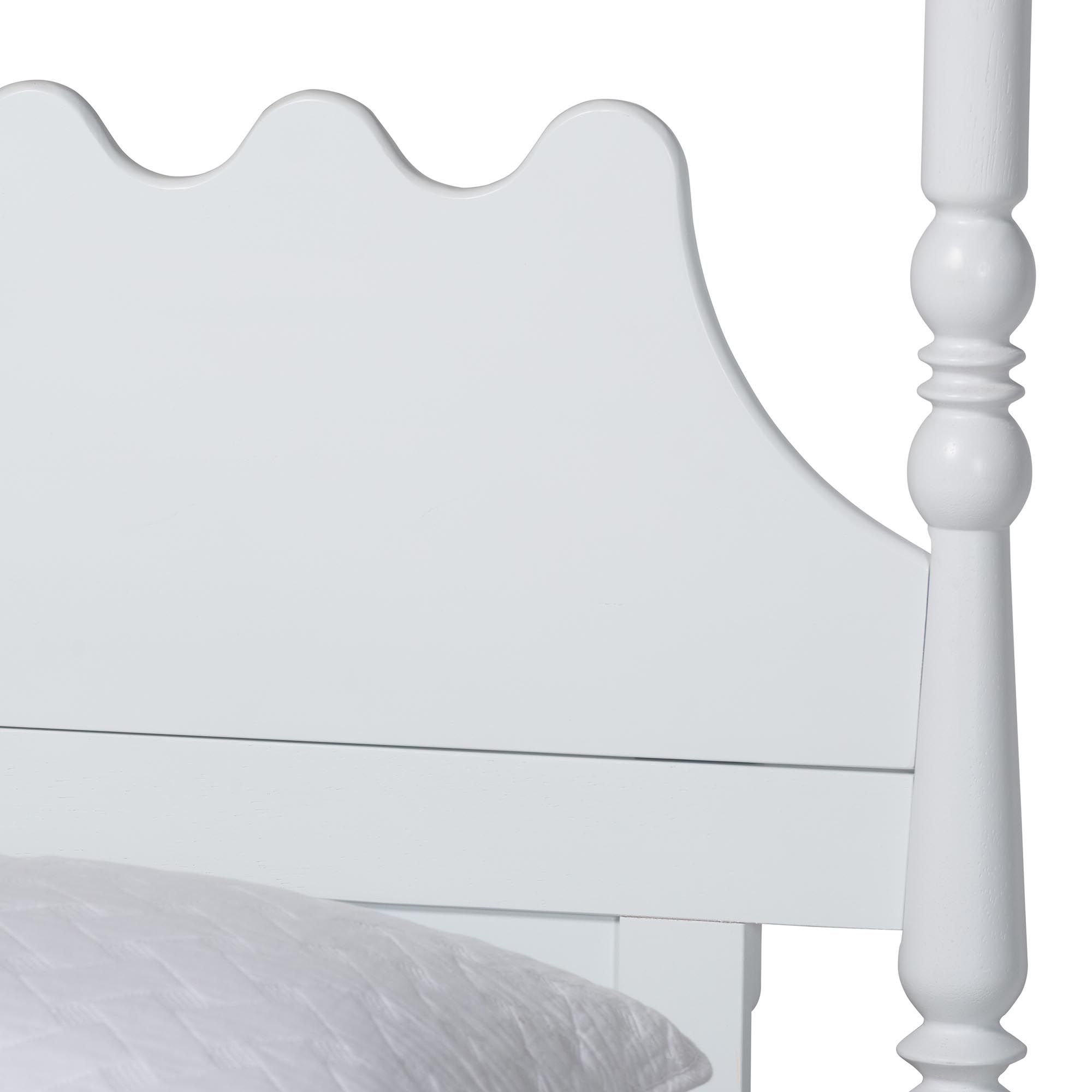 Baxton Studio Hoffman 4-Piece Scalloped Bedroom Set - Farmhouse Bed Frame with Matching Dresser, Chest, and 2-Drawer Nightstand, White, Queen