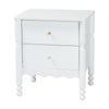 Baxton Studio Hoffman Nightstand - 2-Drawer Bedside Table with Scalloped Apron and Turned Legs for Bedroom, White