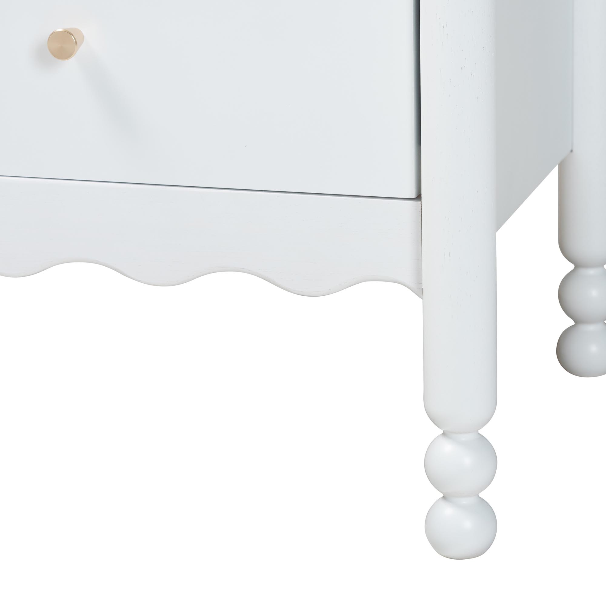 Baxton Studio Hoffman Nightstand - 2-Drawer Bedside Table with Scalloped Apron and Turned Legs for Bedroom, White