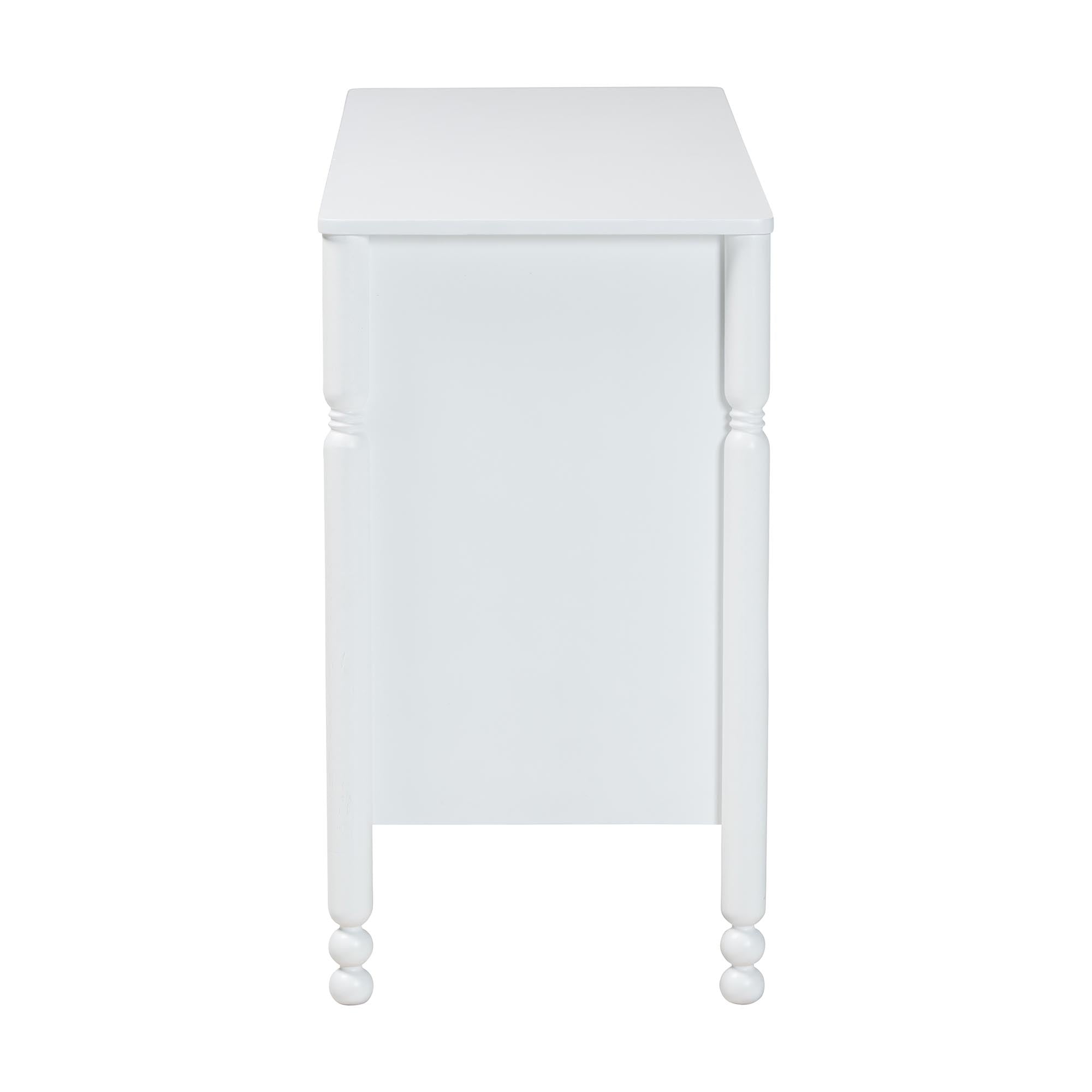 Baxton Studio Hoffman Dresser - 6-Drawer Horizontal Storage Cabinet with Scalloped Apron and Turned Legs for Bedroom, White