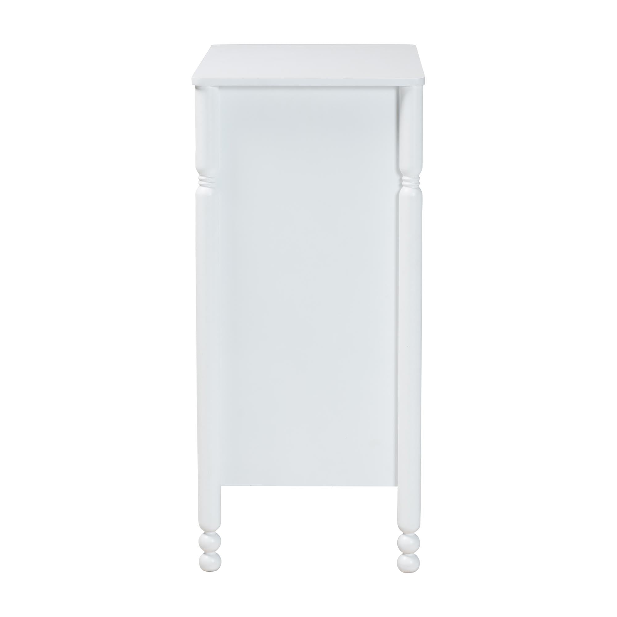 Baxton Studio Hoffman Chest - 4-Drawer Vertical Storage Cabinet with Scalloped Apron and Turned Legs for Bedroom, White