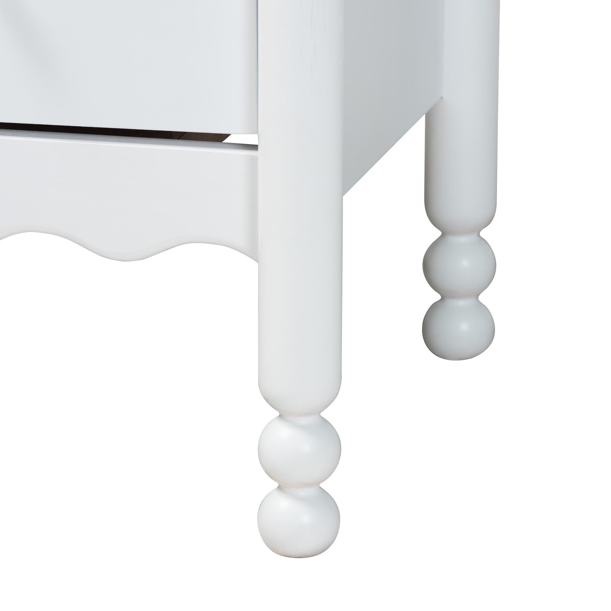 Baxton Studio Hoffman Chest - 4-Drawer Vertical Storage Cabinet with Scalloped Apron and Turned Legs for Bedroom, White