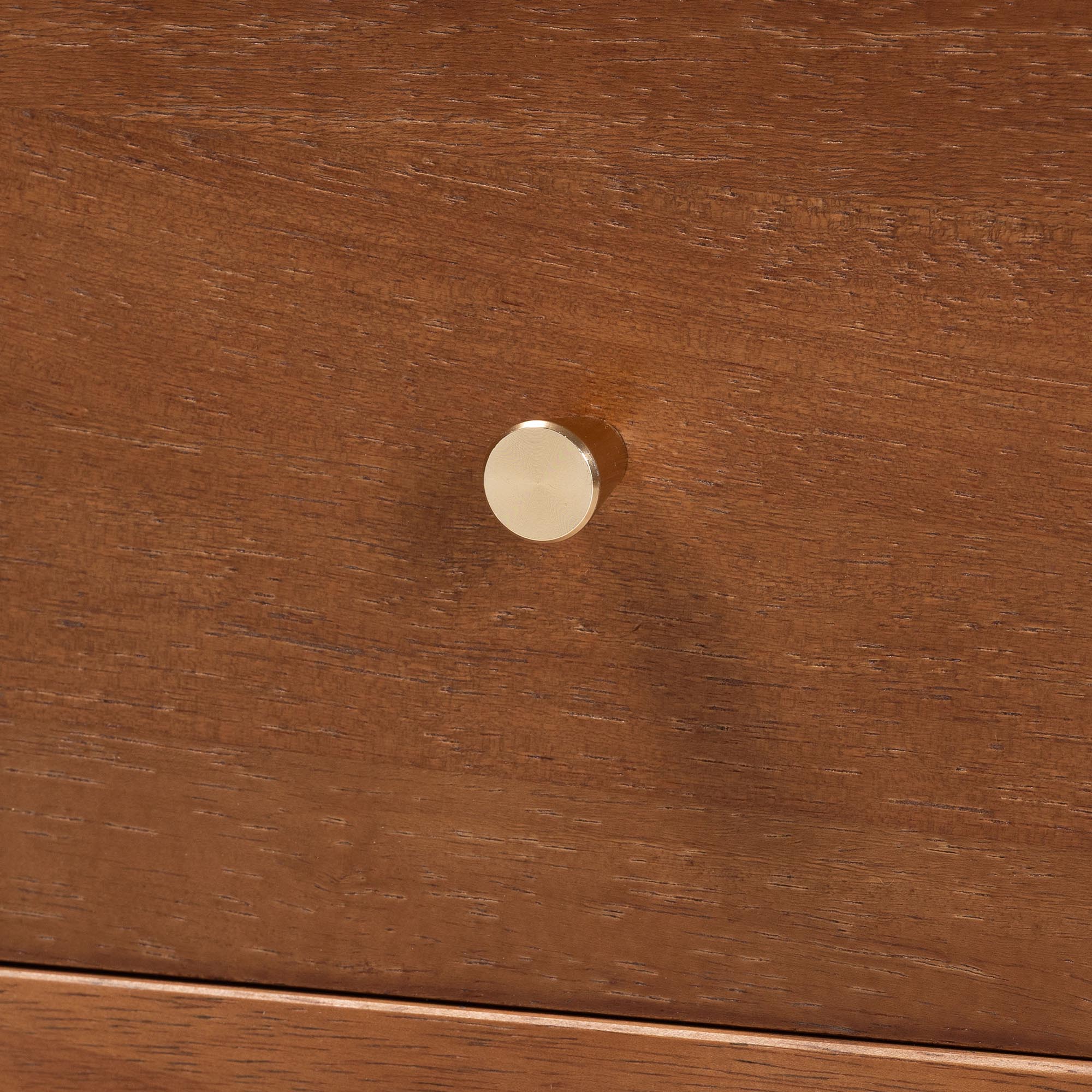 Baxton Studio Hoffman Nightstand - 2-Drawer Bedside Table with Scalloped Apron and Turned Legs for Bedroom, Walnut Brown