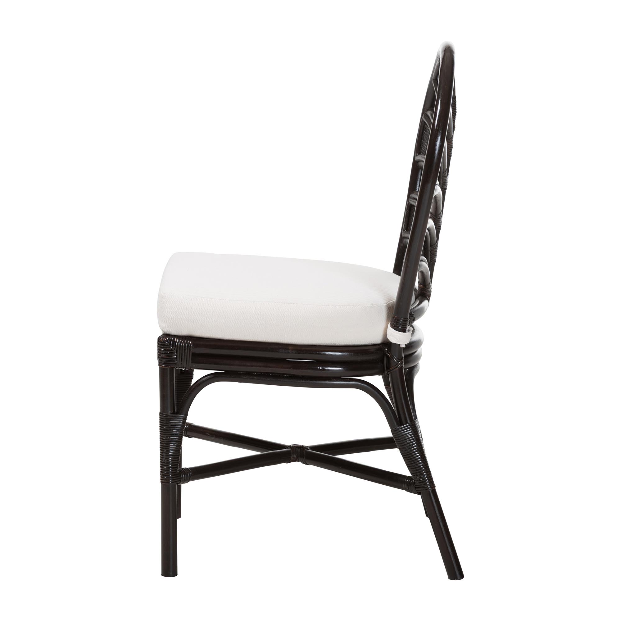 bali & pari Niven Natural Rattan Dining Chair with Cushion - Handwoven Wicker Accent Chair with Banana Leaf Backrest Design for Kitchen or Dining Room